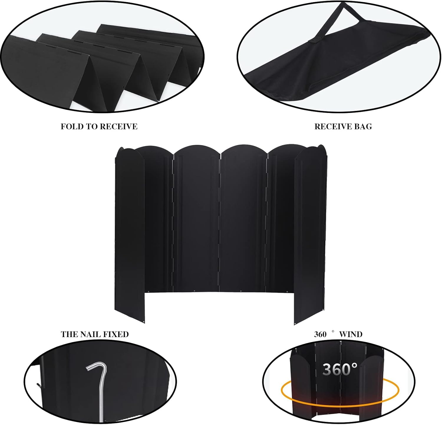 Camping Stove Windshield, Folding 8 Plates Stove Windscreen Stainless Steel Camping Stove Windshield with Storage Bag for Outdoor Cooking/Picnic-50Cm image number 4