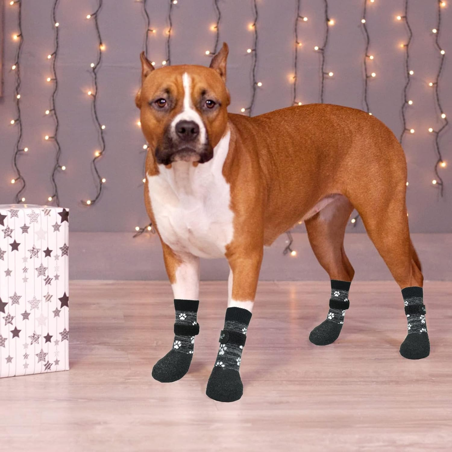 KOOLTAIL anti Slip Dog Socks for Hot/Cold Pavement to Prevent Licking Paws,Booties for Hardwood Floors,Traction Rain Dog Boots&Paw Protectors Shoes with Grip for outside Small Medium Large Senior Dogs image number 2