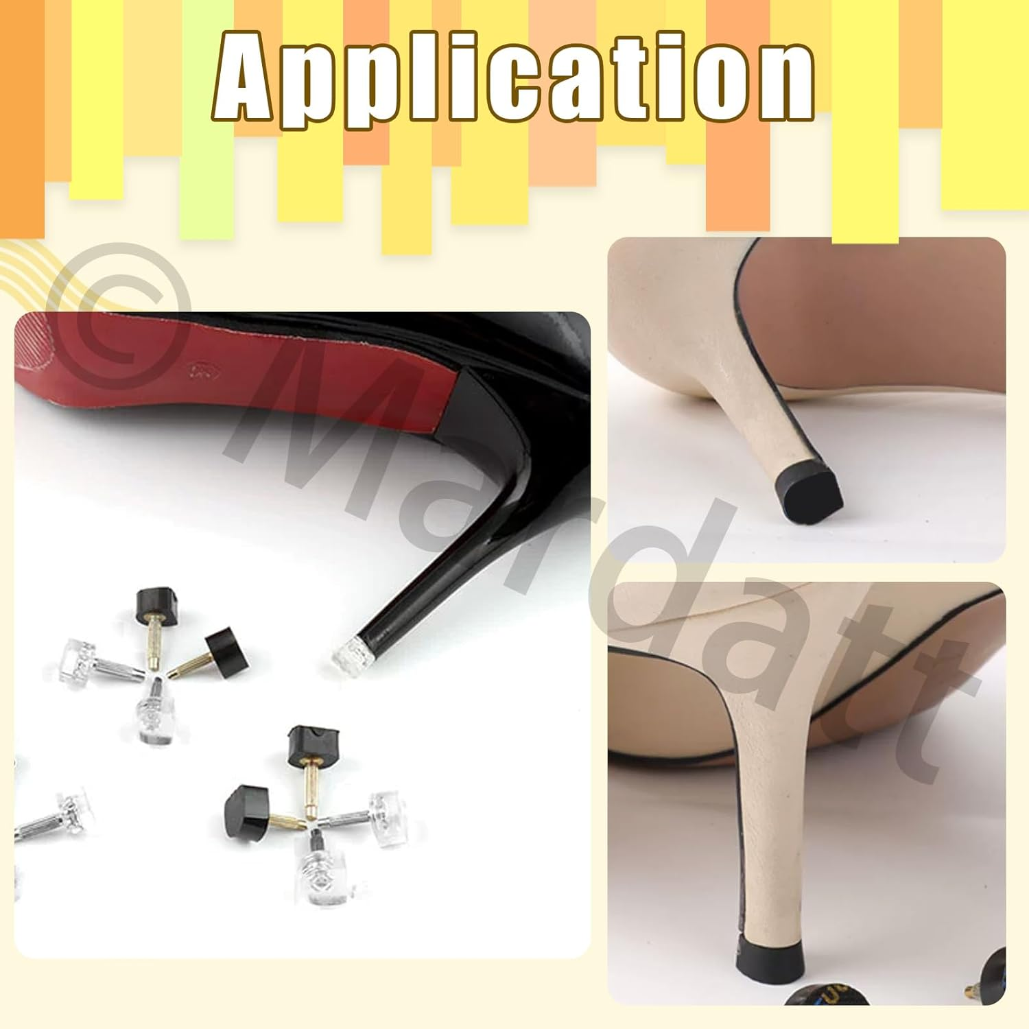 30 Pairs 5 Sizes High Heel Replacement Tips Pin Kit with 6" Heel Caps Remove Pliers, 8/9/10/11/12Mm 2 Pins Diameter U Shape Dowels Heel Tips Shoes Heel Repair for Women image number 5