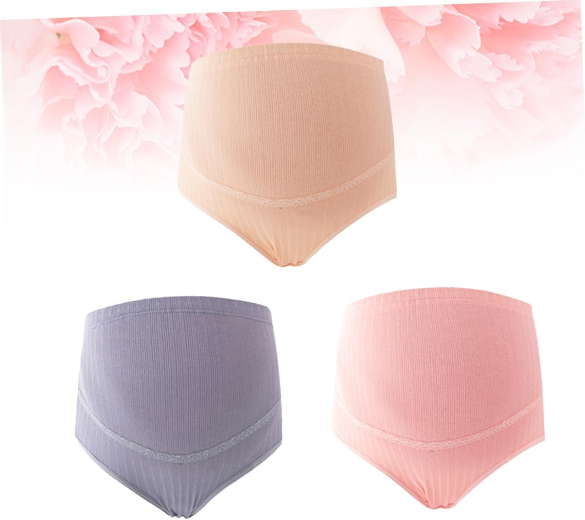 3Pcs High Waist Cotton Maternity Panties Soft Stretchy Breathable Underwear with Stomach Lift Splice Design for Pregnant Women Comfortable Bump Support image number 4