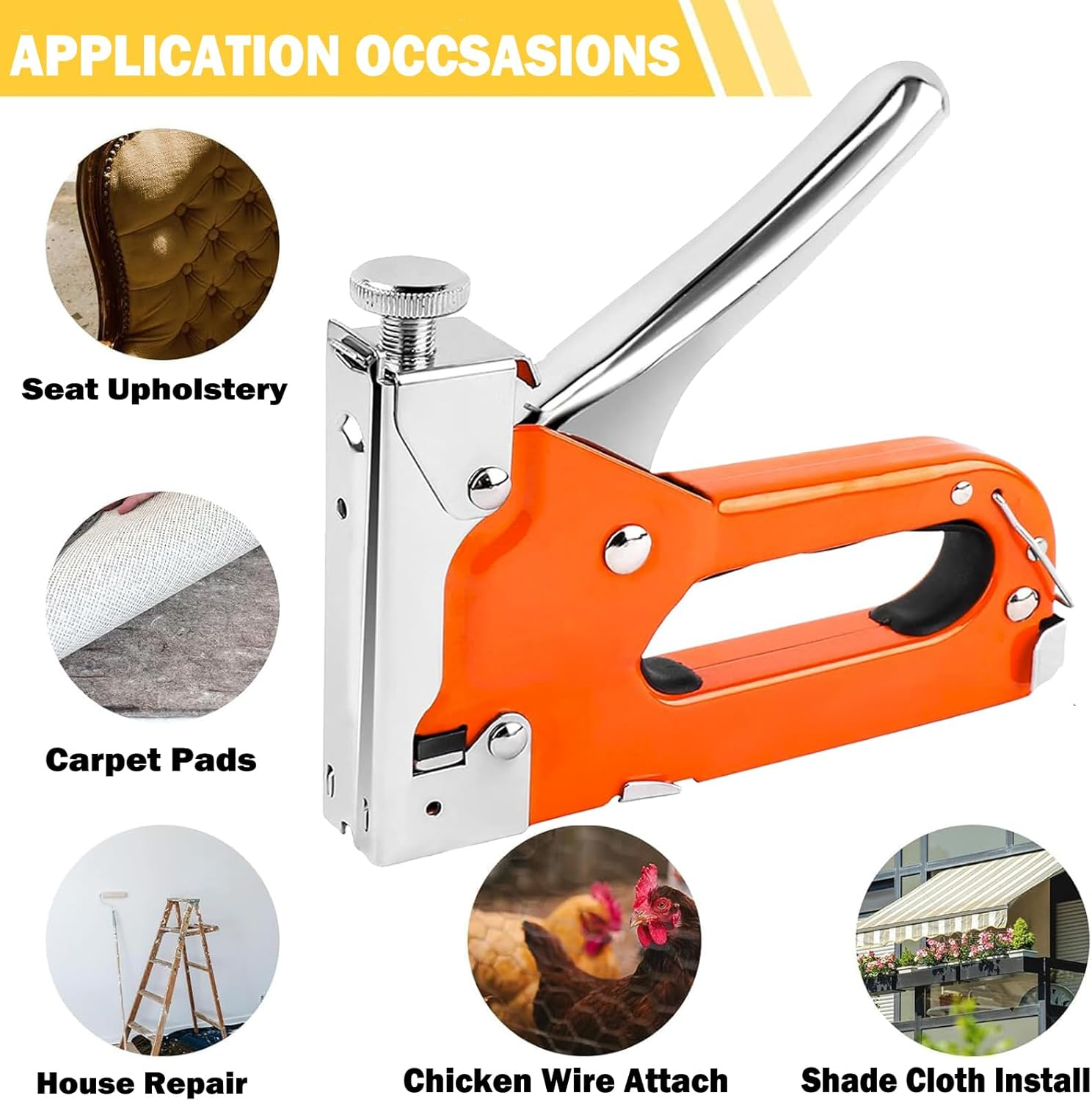 Upholstery 3 in 1 Staple Gun Heavy Duty, with 3000 Staples, Remover, Manual Brad Nailer Power Adjustment Stapler Gun for Wood,Craft,Wire,Cable,Fabric,Furniture,Diy image number 2