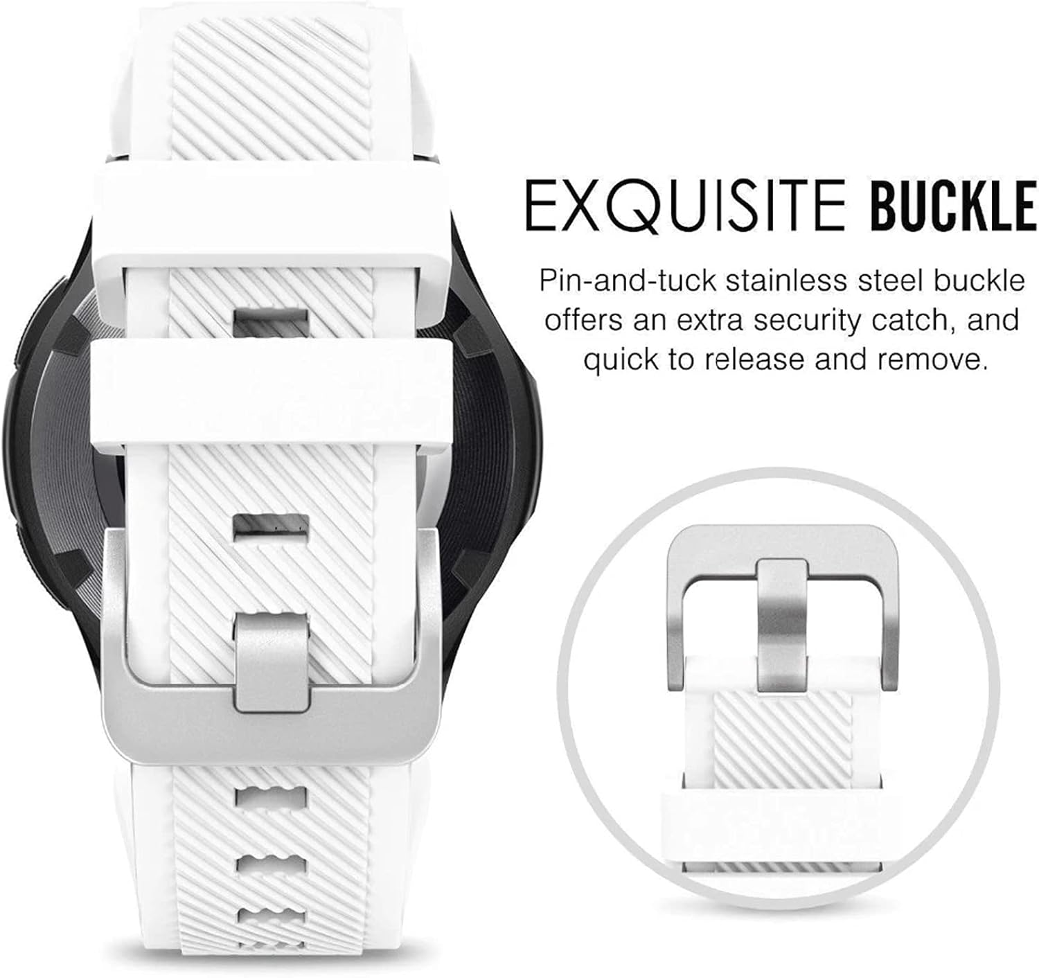 Sport Band for Samsung Galaxy Watch 3 45Mm / Samsung Gear S3 Frontier Classic Band, MH MOIHSING 22Mm Soft Silicone Metal Buckle Replacement Wristband Sport Strap for Galaxy Watch 46Mm - Black image number 2