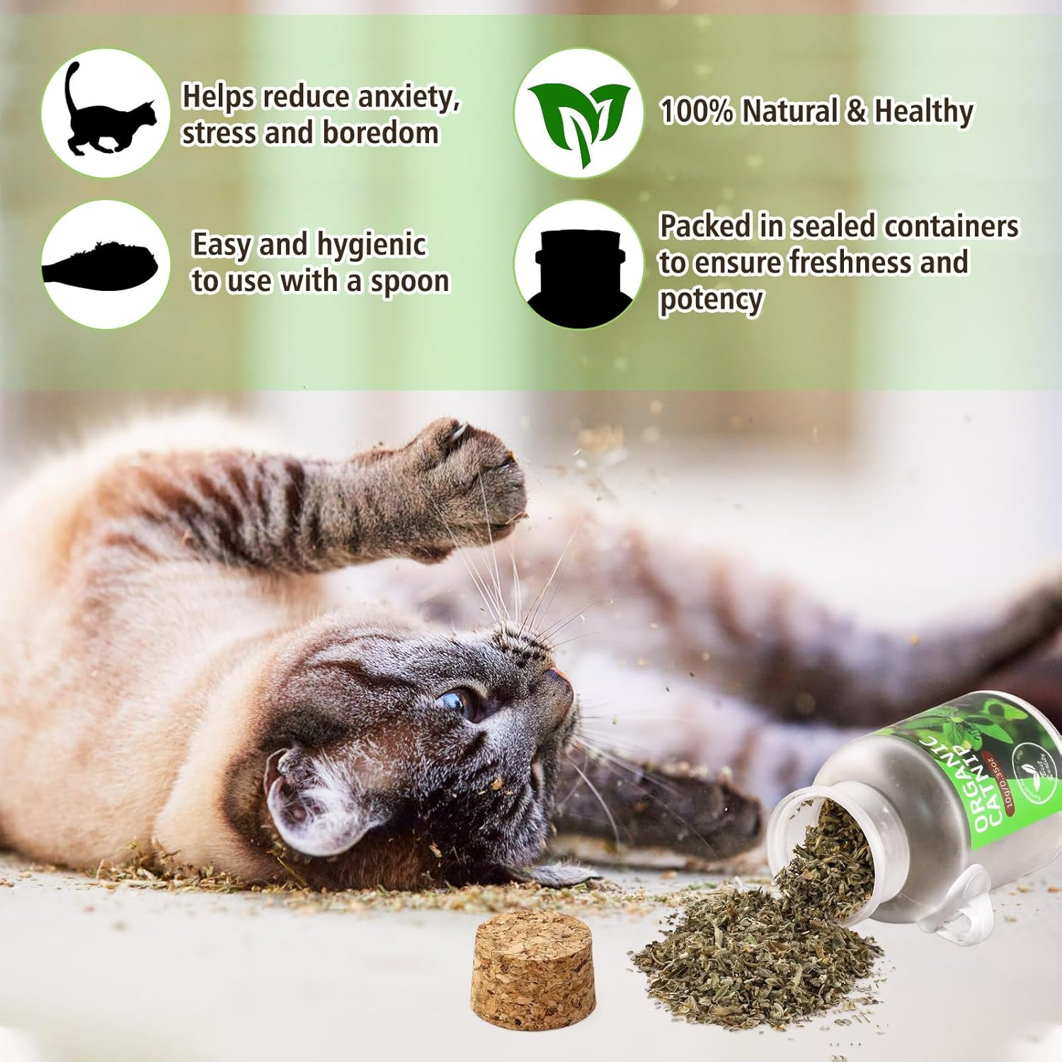Organic Cat&rsquo;S Catnip Natural Dried Catnips Treat Used to Supplement Kitten Interactive Toys,Great for Training Redirecting Bad Behaviors image number 5