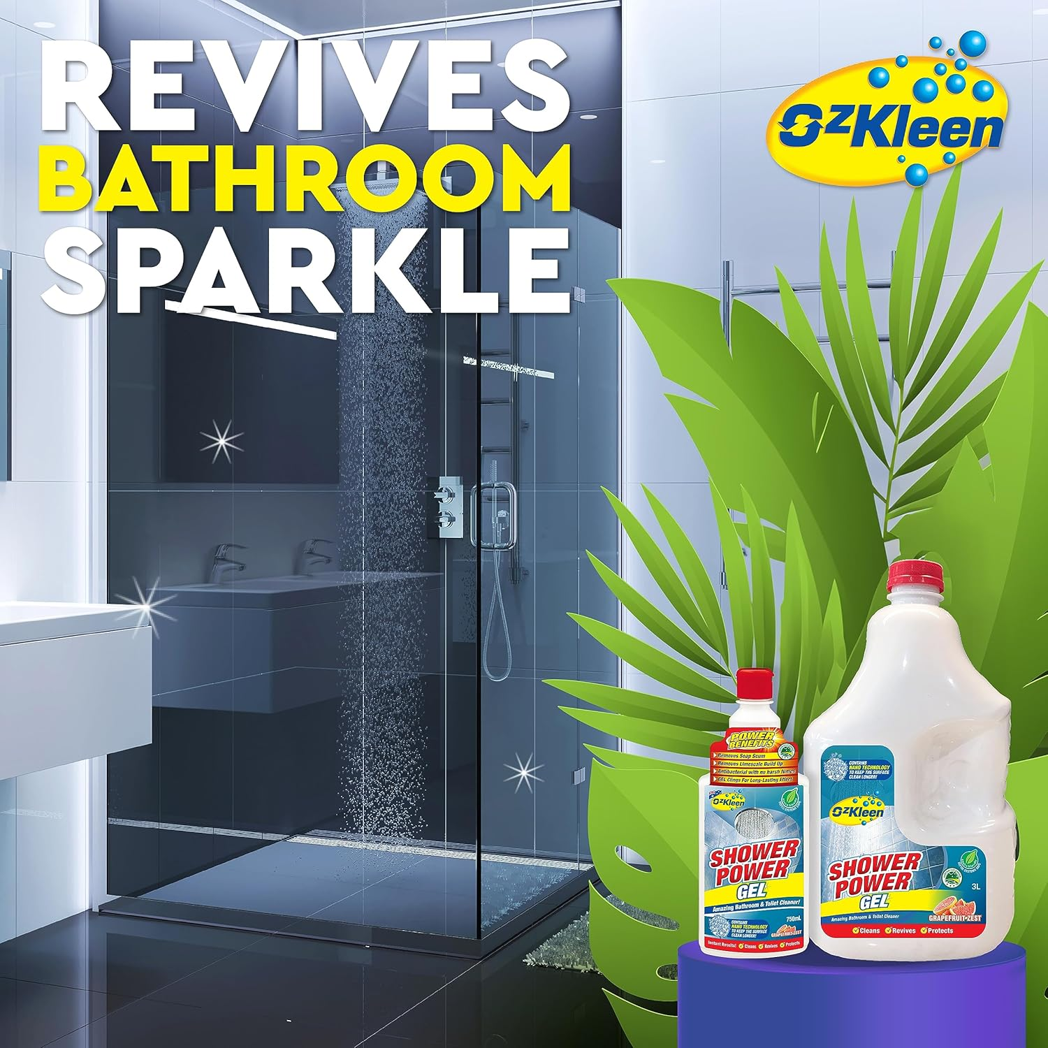 Ozkleen Shower Power Gel Grapefruit & Lime 3LTR + 750Ml FREE PROMOTION &ndash; Bathroom & Shower Cleaner - Surface Cleaning Gel image number 4