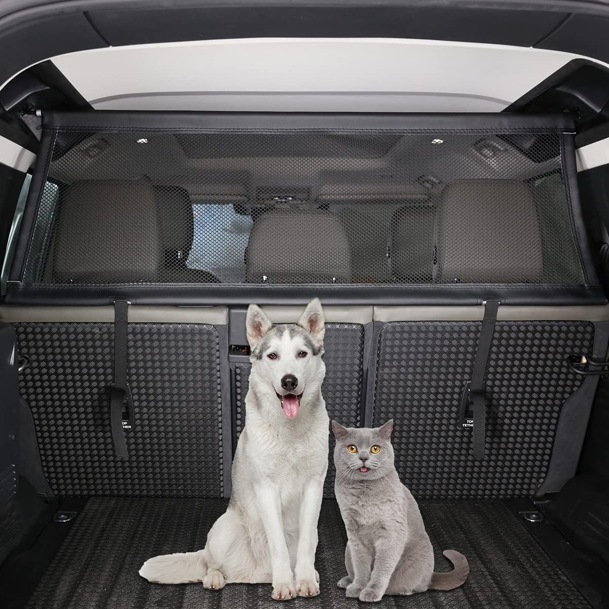 Pet Restraint Net Dog Fence Car Backseat Divider Vehicle Gate Cargo Area Travel Trunk Mesh Net Screen for Land Rover Defender 110 2020 2021 (Style C) image number 4