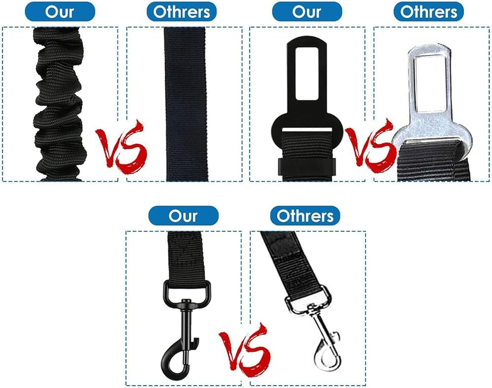 3 PCS Set Black Retractable Dog Car Leash, Adjustable Safety Dog Seat Car Harness,Thickened Dog Seat Belt for Car,Nylon Pet Safety Seat Belts Heavy Duty & Elastic,Seat Belt for Large Dogs in Car image number 5