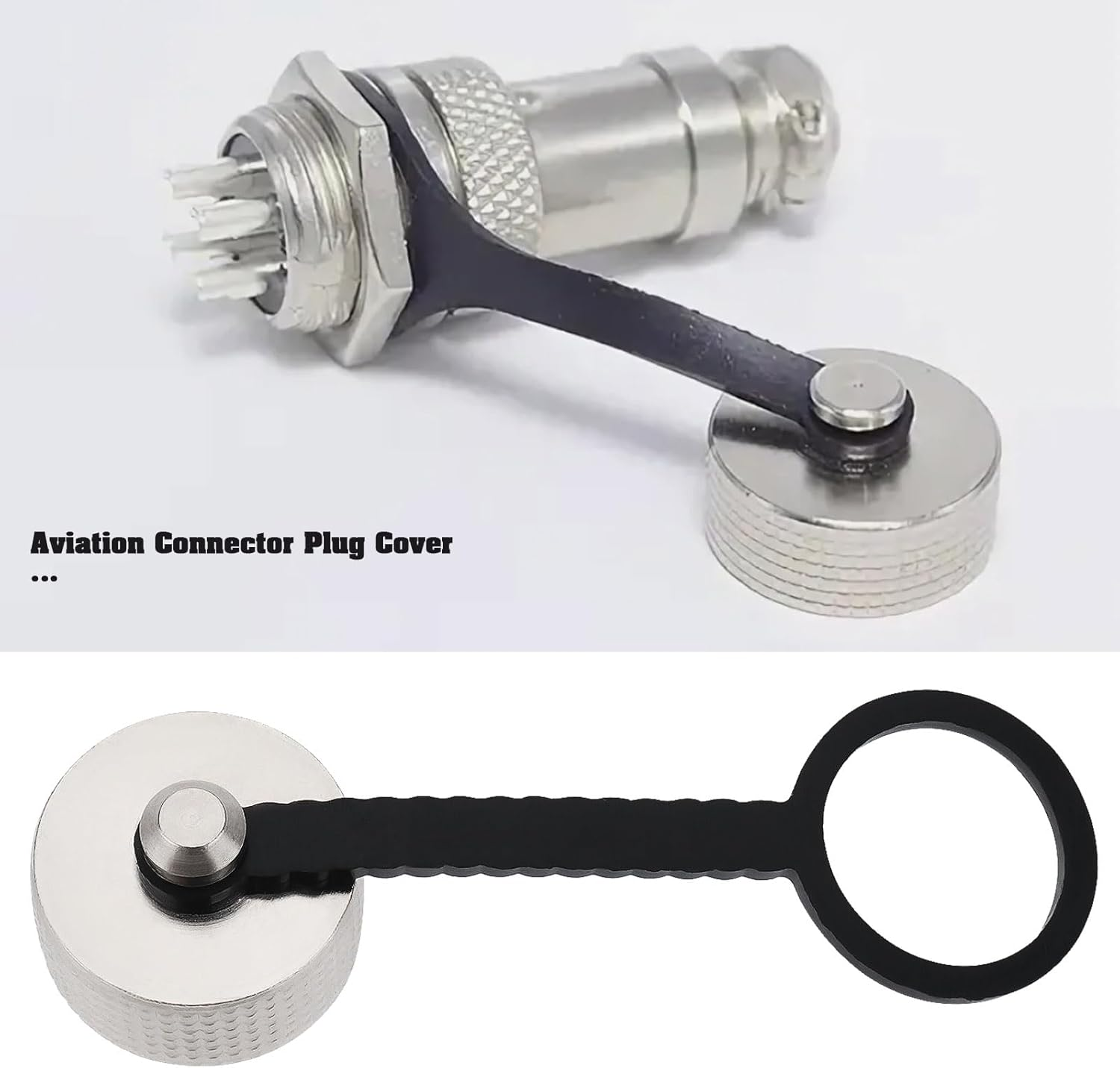 SG Store 5Pcs GX16 Aviation Connector Plug Cover Aviation Connector Metal Dust Cover Rubber Chain for Electronic Equipment Industrial Equipment image number 4