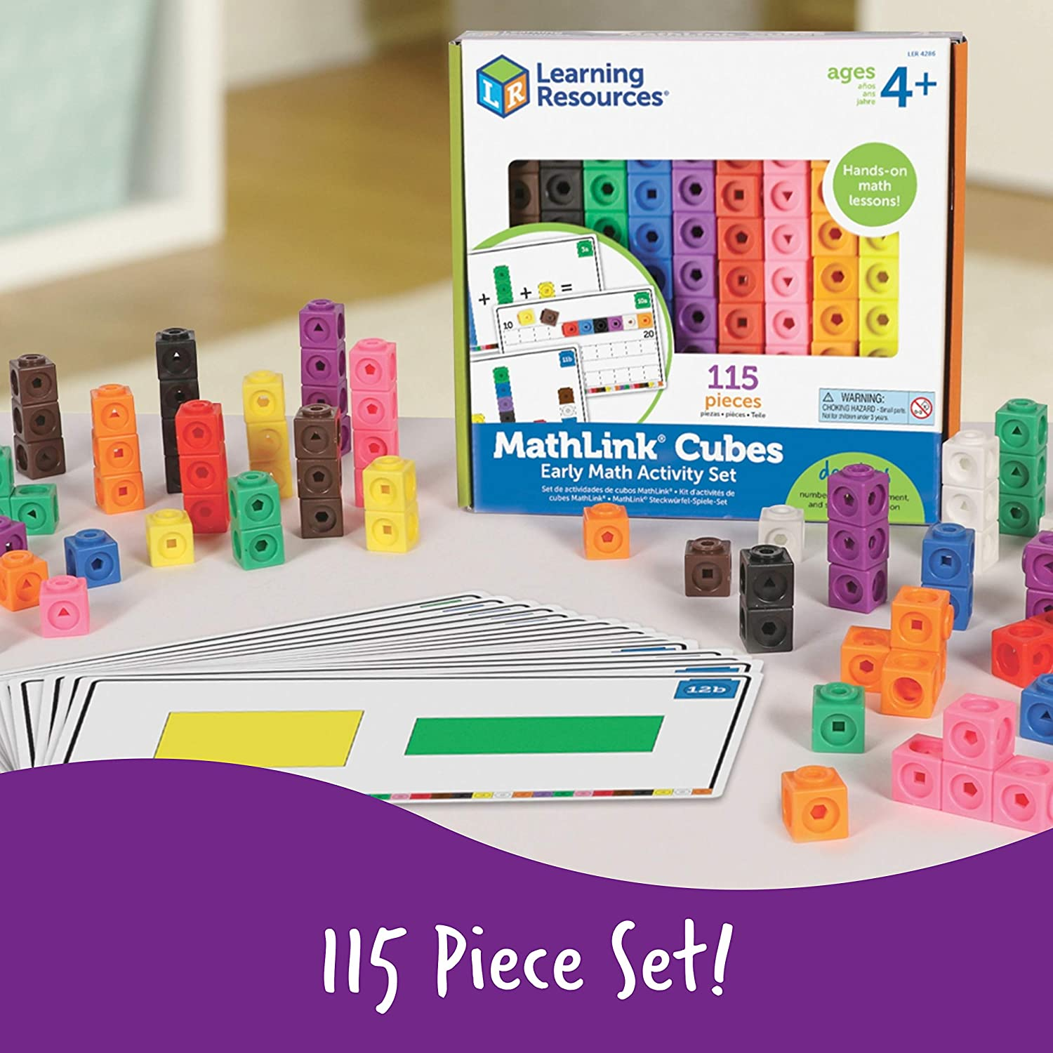 Learning Resources Early Math Mathlink Cube Activity Set, Math Blocks, Early Math Skills, Back to School Activities, Classroom Learning Supplies, 115 Pieces, Ages 4+ image number 2