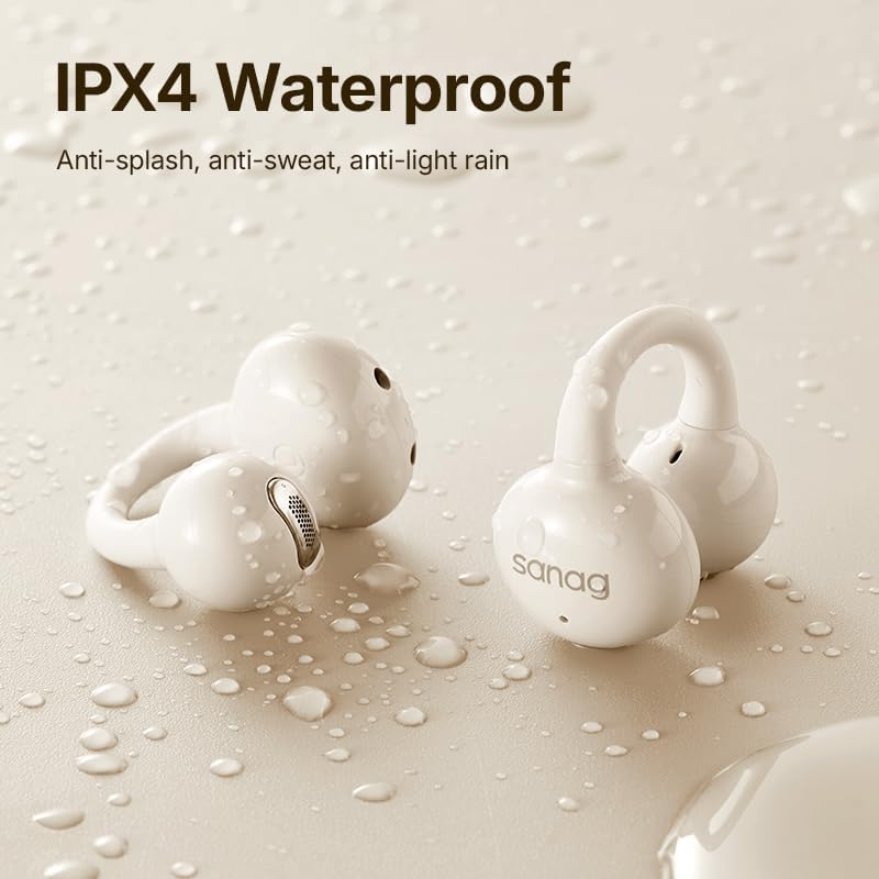 Sanag Z60S Open Ear Free Clip on Headphones, True Wireless Bluetooth Earbuds, IPX4 Waterproof OWS Earphones, Noise Cancelling Calls, 50H Playtime for Workout Sport Running (Green) image number 3