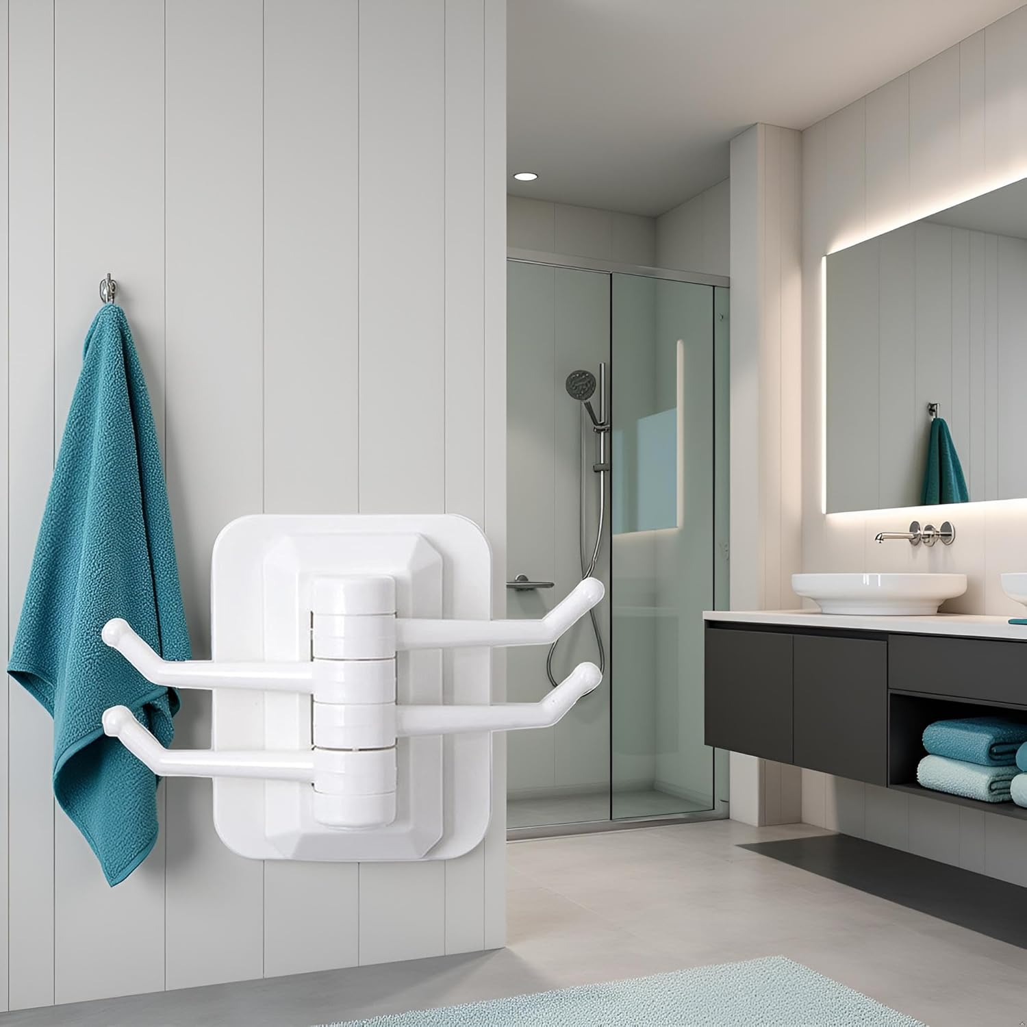 Jowxsx White Self Adhesive Hook Multifunctional Wall Hooks,Punch Free Strong Sticky Utility Heavy Duty Hook,Coat Towel Seamless Hook,Waterproof Hanger for Bathroom,Kitchen,Home Hardware