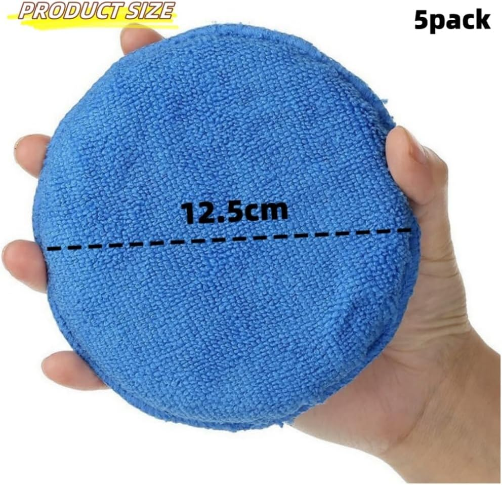 5-Pack Car Wax Applicator Pads, Microfiber Applicator Pad with Finger Pocket, Buffing Polishing Pads for Car Cleaning and Fine Polishing（Blue） image number 2