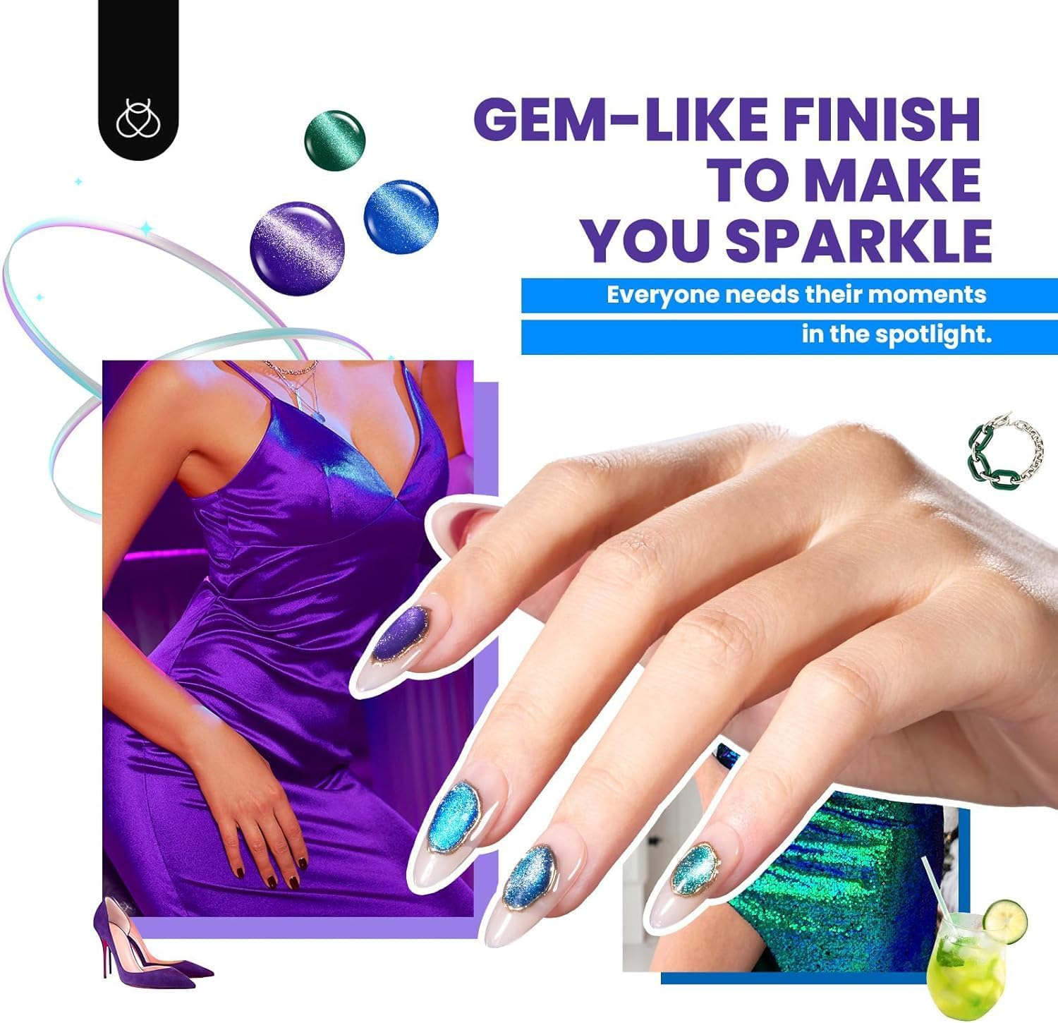 Beetles 20 Colors Cat Eye Gel Nail Polish Set with Base Gel and Matte Glossy Top Coat, Nude Pink Green Blue Gel Polish Lush Velvet with Magnet Soak off LED Nail DIY Art Home Salon Gifts for Women image number 3