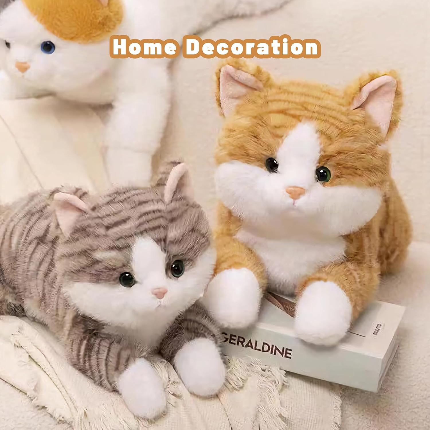 Weighted Toy Stuffed Animal 45CM 0.9KG, Realistic Weighted Stuffed Cat Plush Toy Throw Pillow, Orange Weighted Stuffed Animals for Kids and Adults