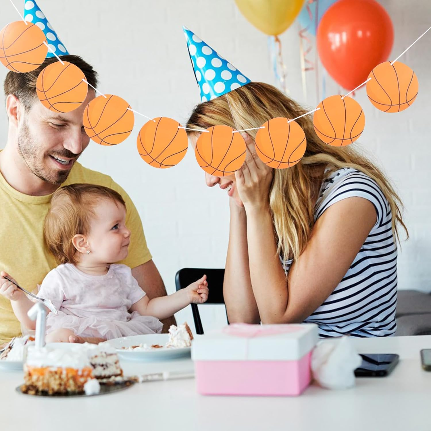 TOVINANNA Basketball Decorative Flag - 5Pcs Hanging Basketball Party Decorations for Birthday Sport Theme Banner Paper Garland for Kids Celebration