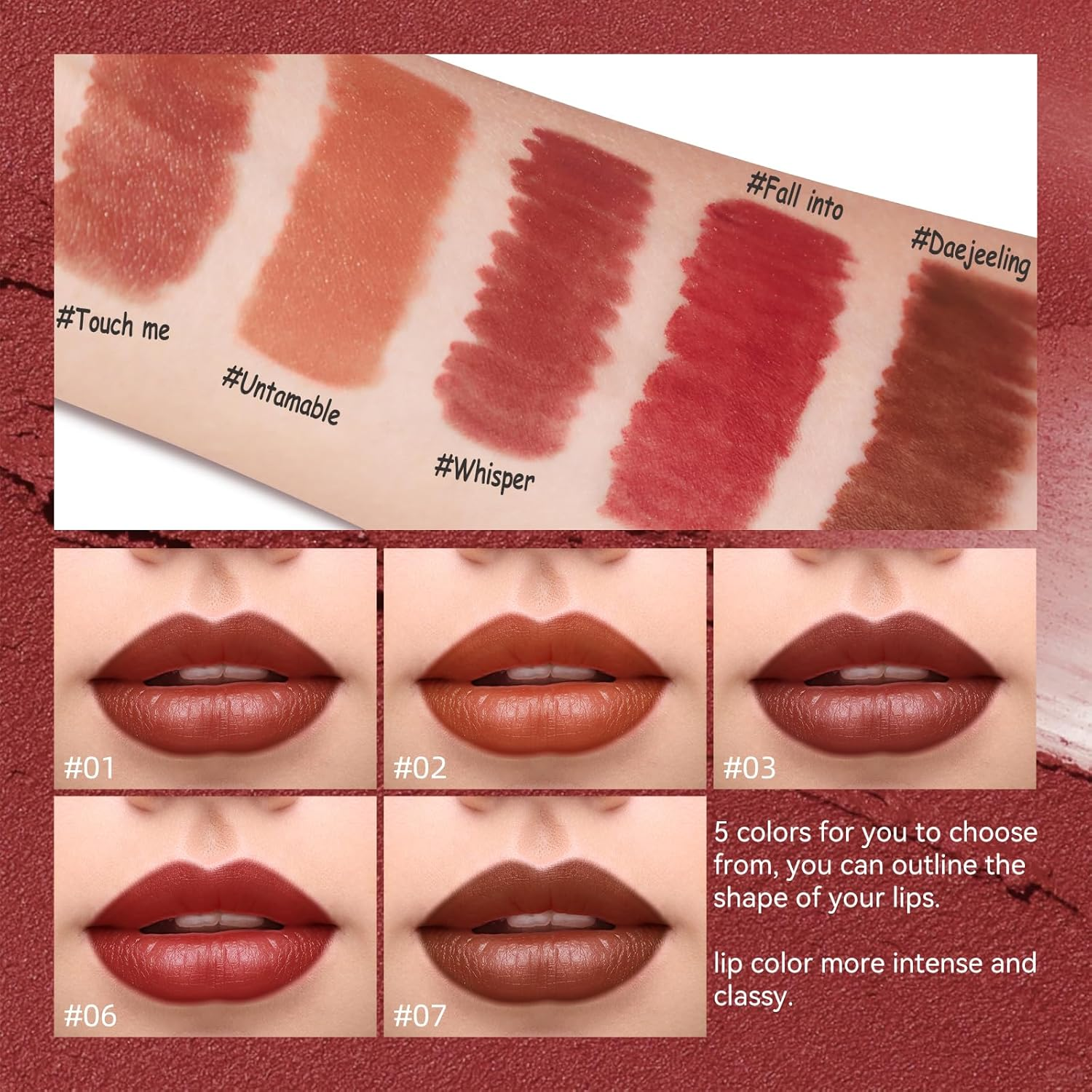 KISSIO Lip Liner,Creamy Lip Pencil,Long Lasting Lip Liner with Sharpener,Matte Finish,Smooth and Soft,Non-Dry,Easy to Use,Cruelty Free,Whisper image number 6