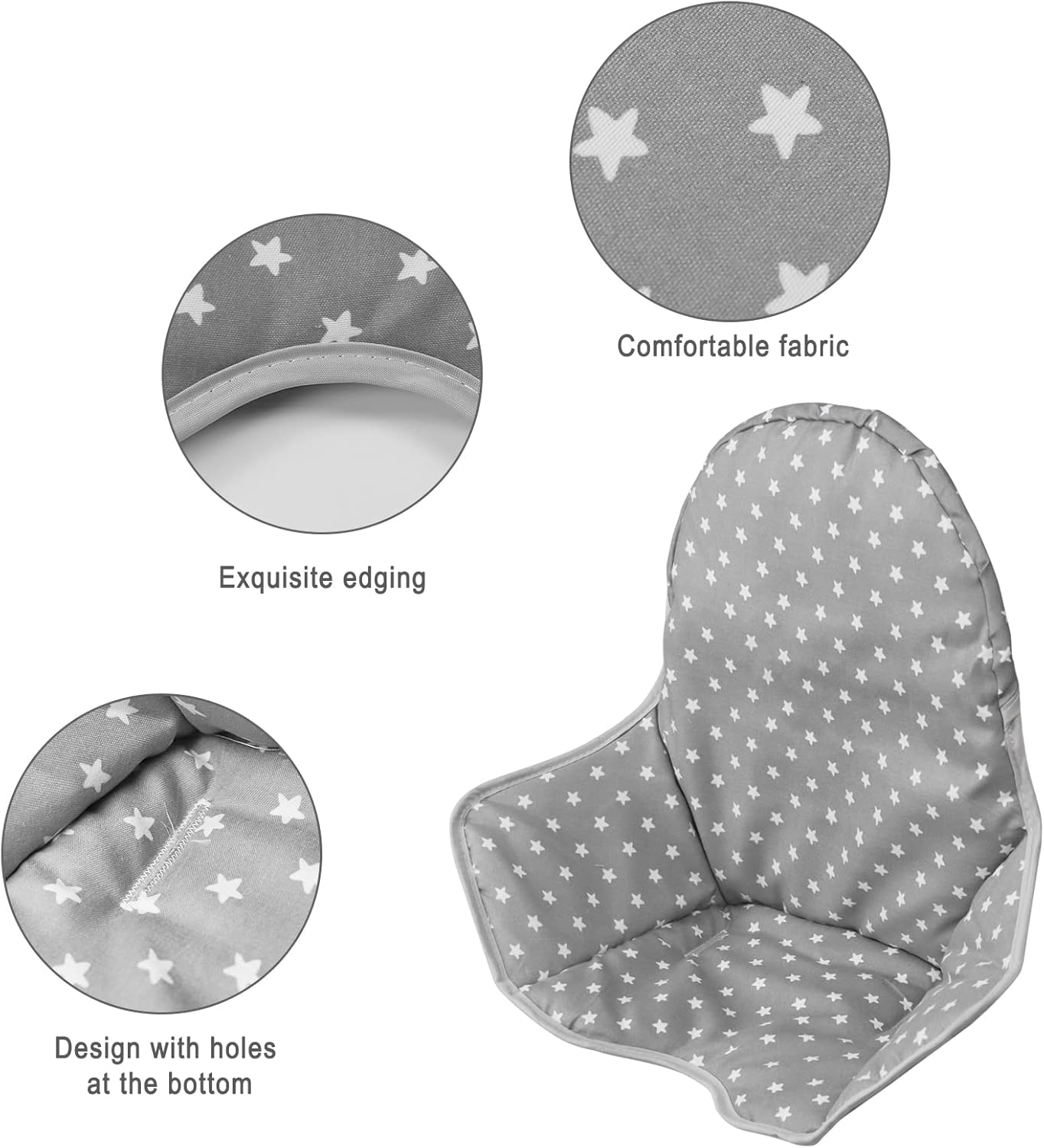 Twoworld High Chair Cushion for IKEA Antilop Highchair, Baby High Chair Seat Cover Liner Mat Pad Cushion for IKEA Antilop High Chair (Fashion Gray) image number 6