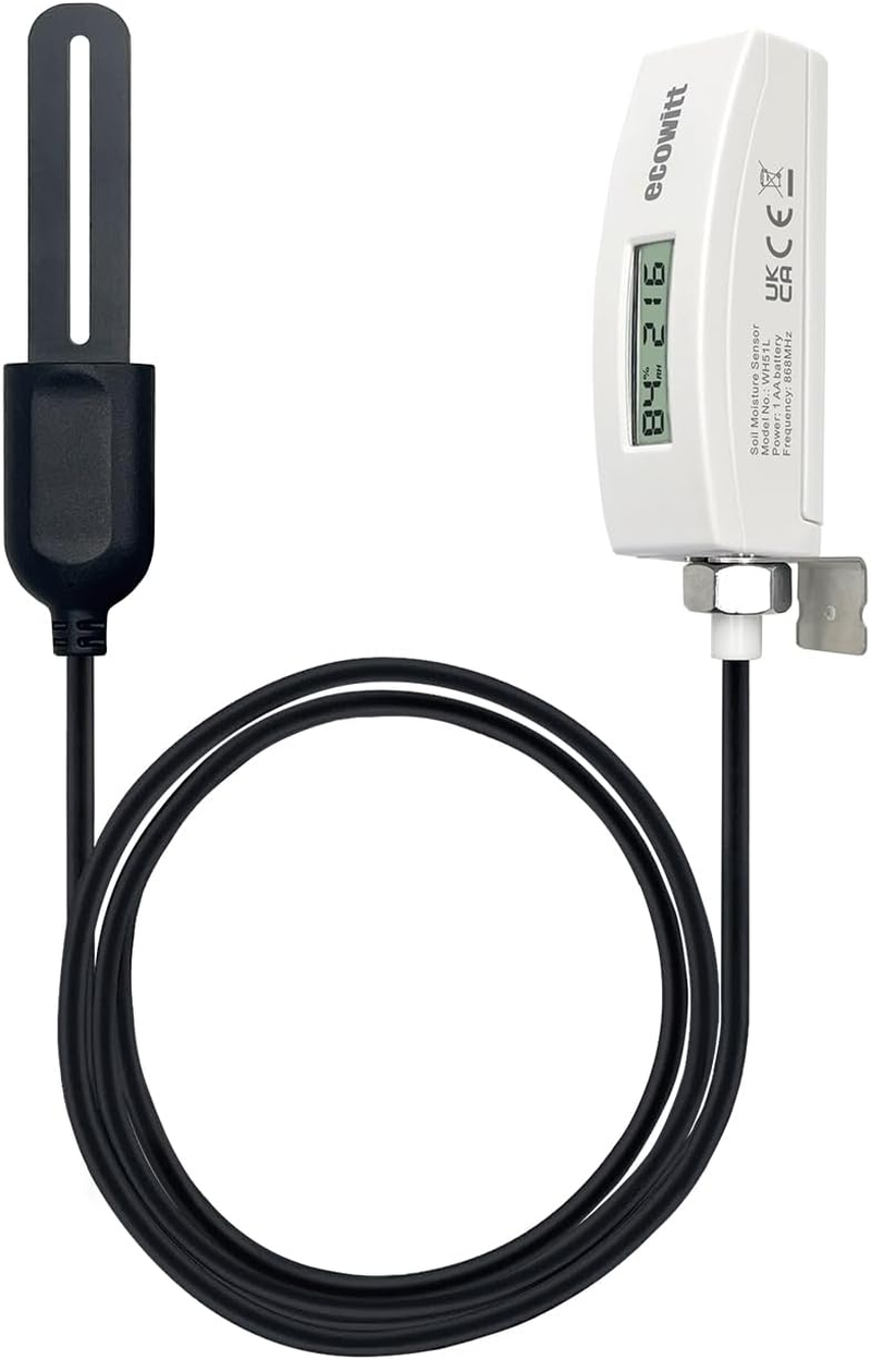 ECOWITT WH51L Soil Moisture Sensor with 1M/3.28Ft PVC Wire Probe, LCD Display, Needs to Pair with Wi-Fi Gateway, 433 Mhz image number 3