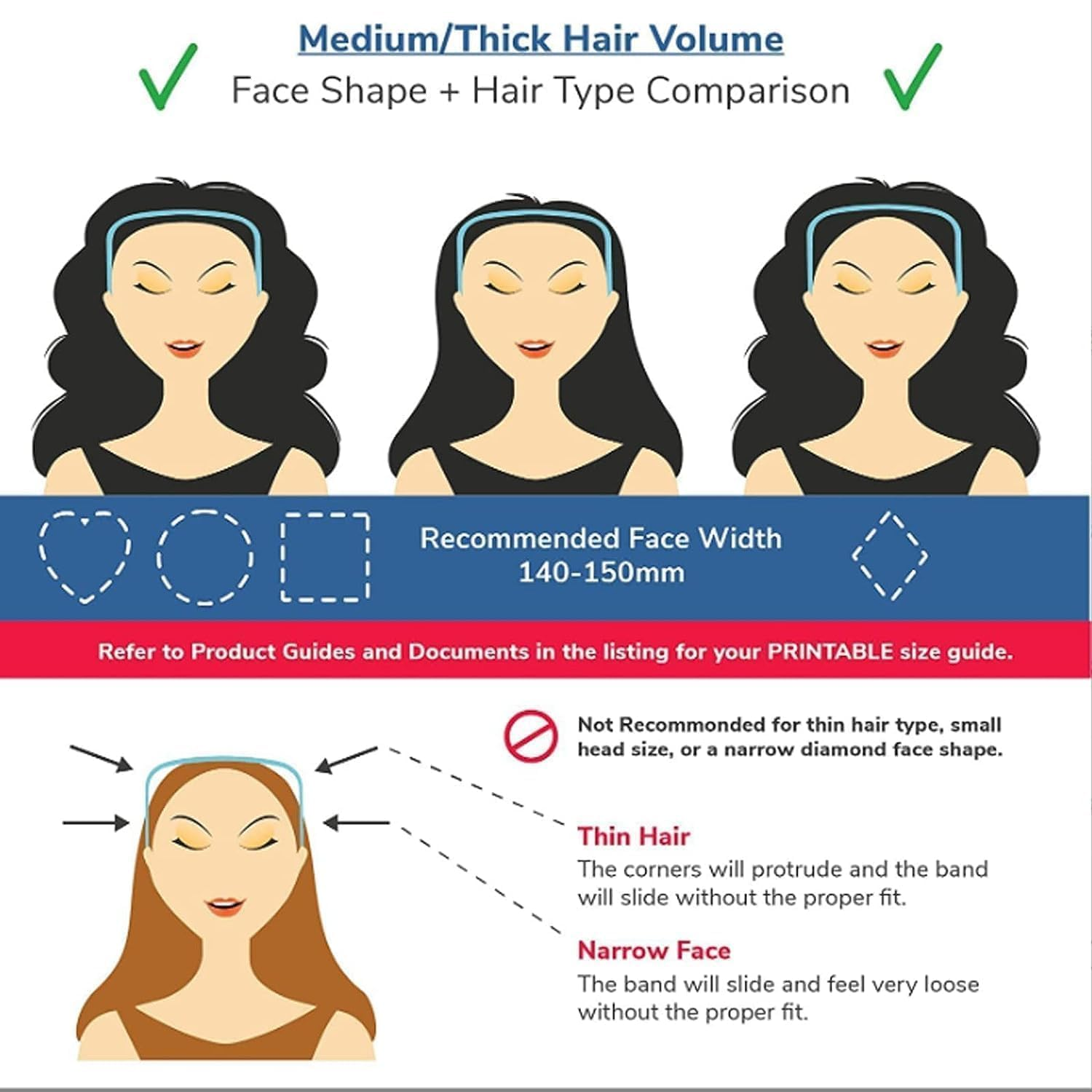 2 Pack Sunglasses Headband for Women - Invisible Hair Hoop, Non-Slip Square Headband for Curly & Thick Hair, Square Hair Headband Fits like Sunglasses - Stylish Headband for All Hairstyles image number 5