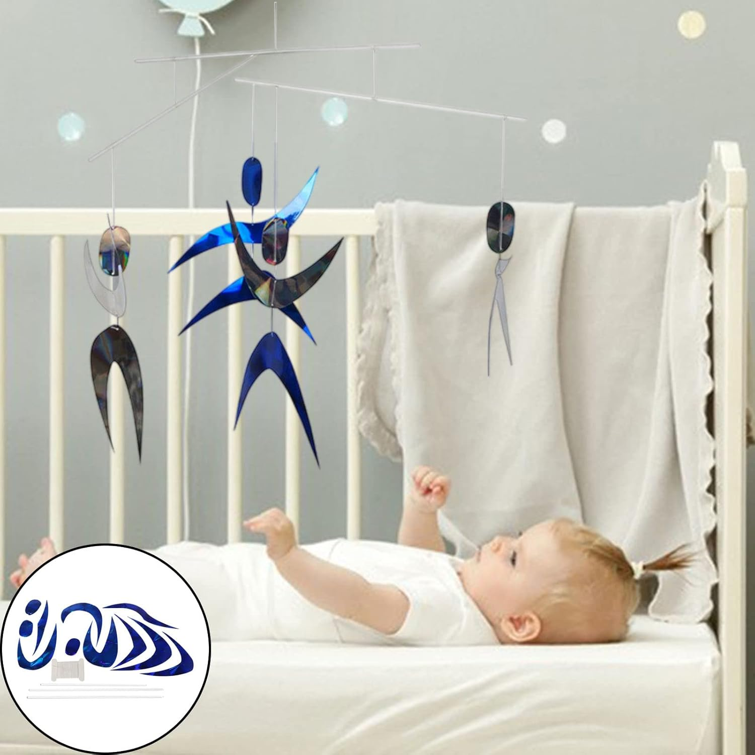 Baosity Newborn Crib Mobile Wind Chime Ceiling Decor Crafts Nursery Mobiles Montessori for Infant Stroller Photo Props 0-6 Months - DIY Material image number 5
