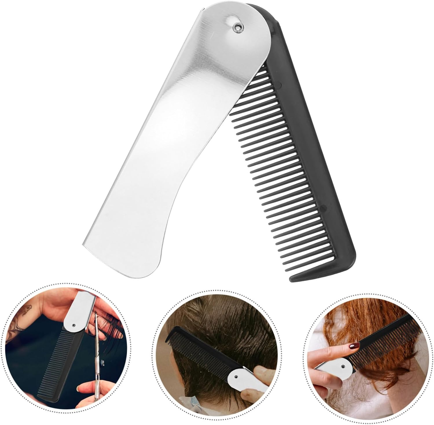 Baluue Stainless Steel Folding Comb Portable Mini Pocket Hairdressing Hair Comb for Travel Salon Use Men and Women image number 1