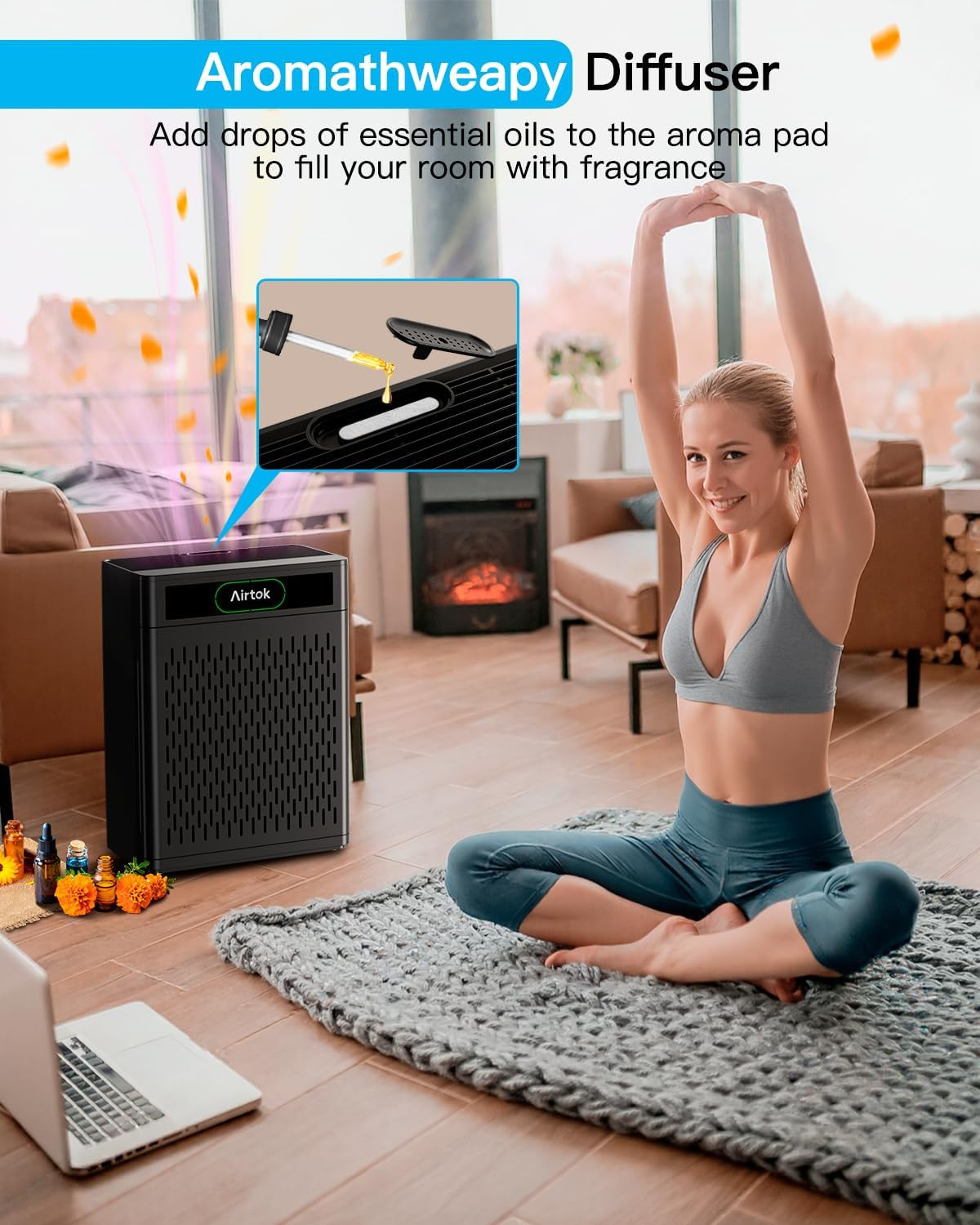 Air Purifiers for Home Large Room up to 1848Sq.Ft, Airtok Air Purifier for Home Pets with Washable Filter, Air Quality Sensor 20Db Sleep Mode Air Cleaner for Bedroom with Fragrance, Pets Hair Odor image number 5