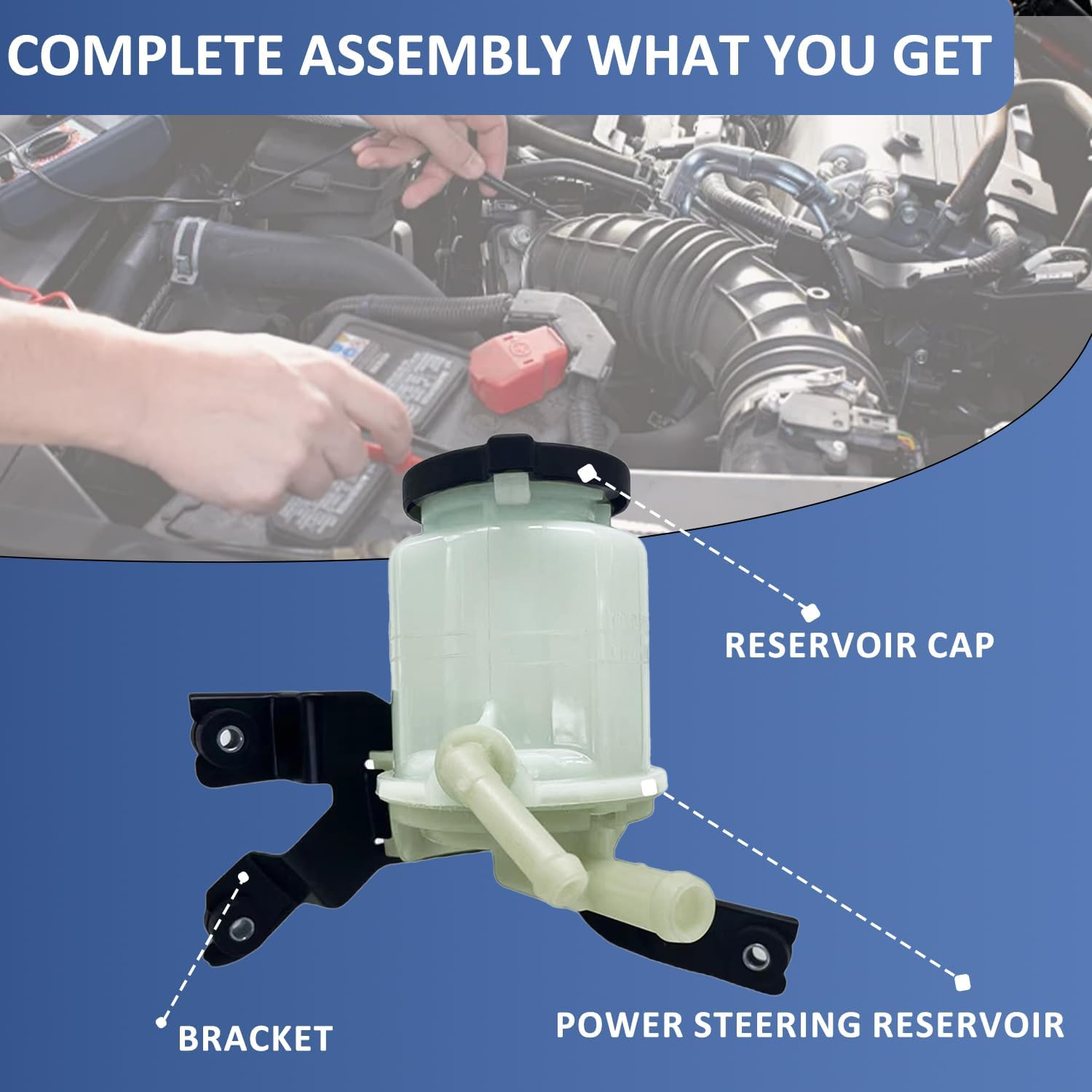 Power Steering Reservoir W/Cap & Bracket for Lexus RX330 2004-2006 RX350 07-08 603-673 image number 1