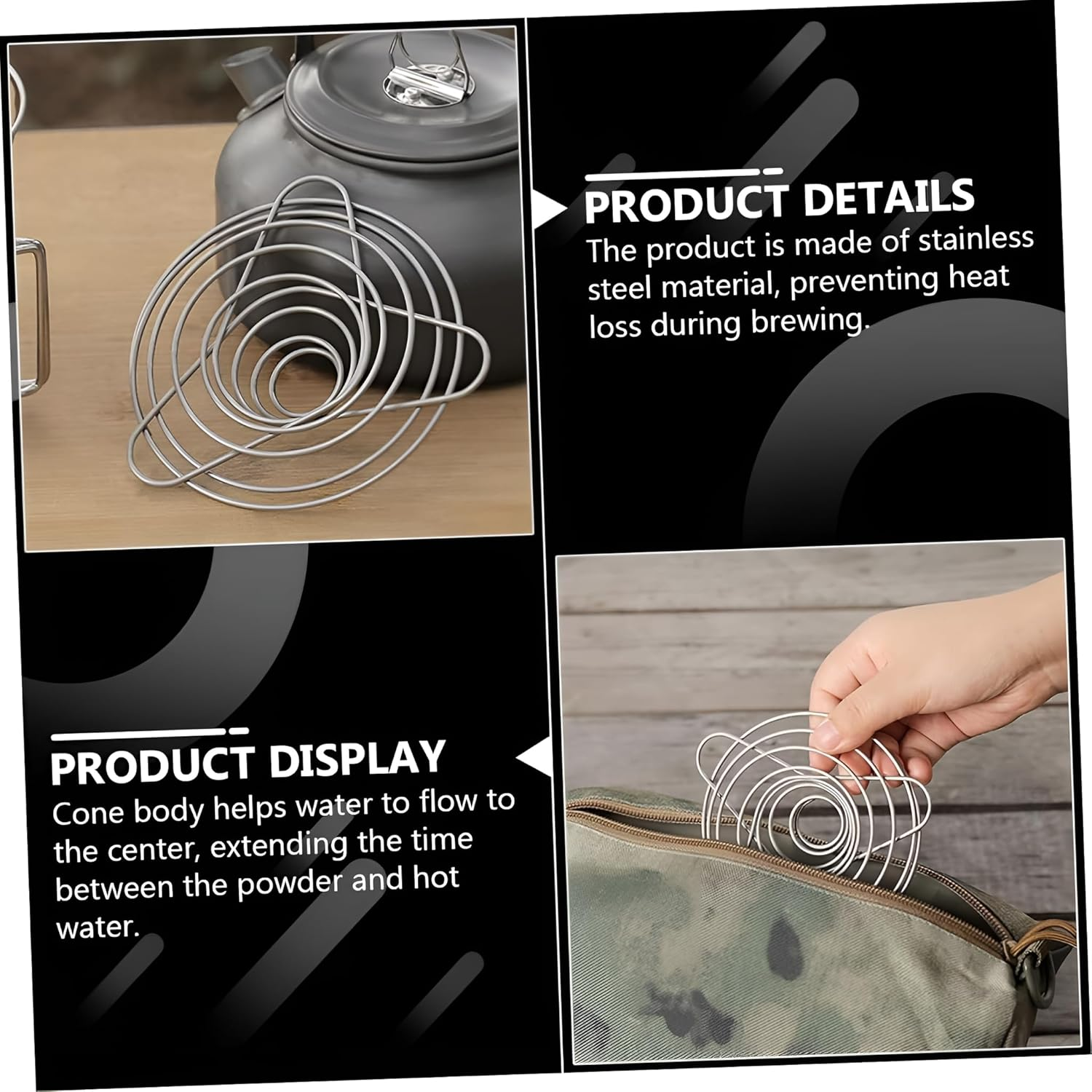 Youerte Compact Helix Pour over Coffee Maker - Foldable Stainless Steel Dripper for Travel, Camping & Home | Portable, Lightweight & Eco-Friendly Coffee Brewer image number 6