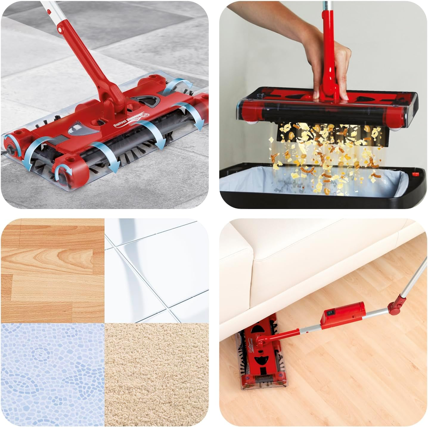 Swivel Sweeper Battery Broom - Easily Pick up Crumbs - Cordless, Bagless & Rechargeable - Floor Sweeper with Hinged Coupling & 360&deg; Rotation - Maximum Flexibility - Effortless Cleaning image number 6