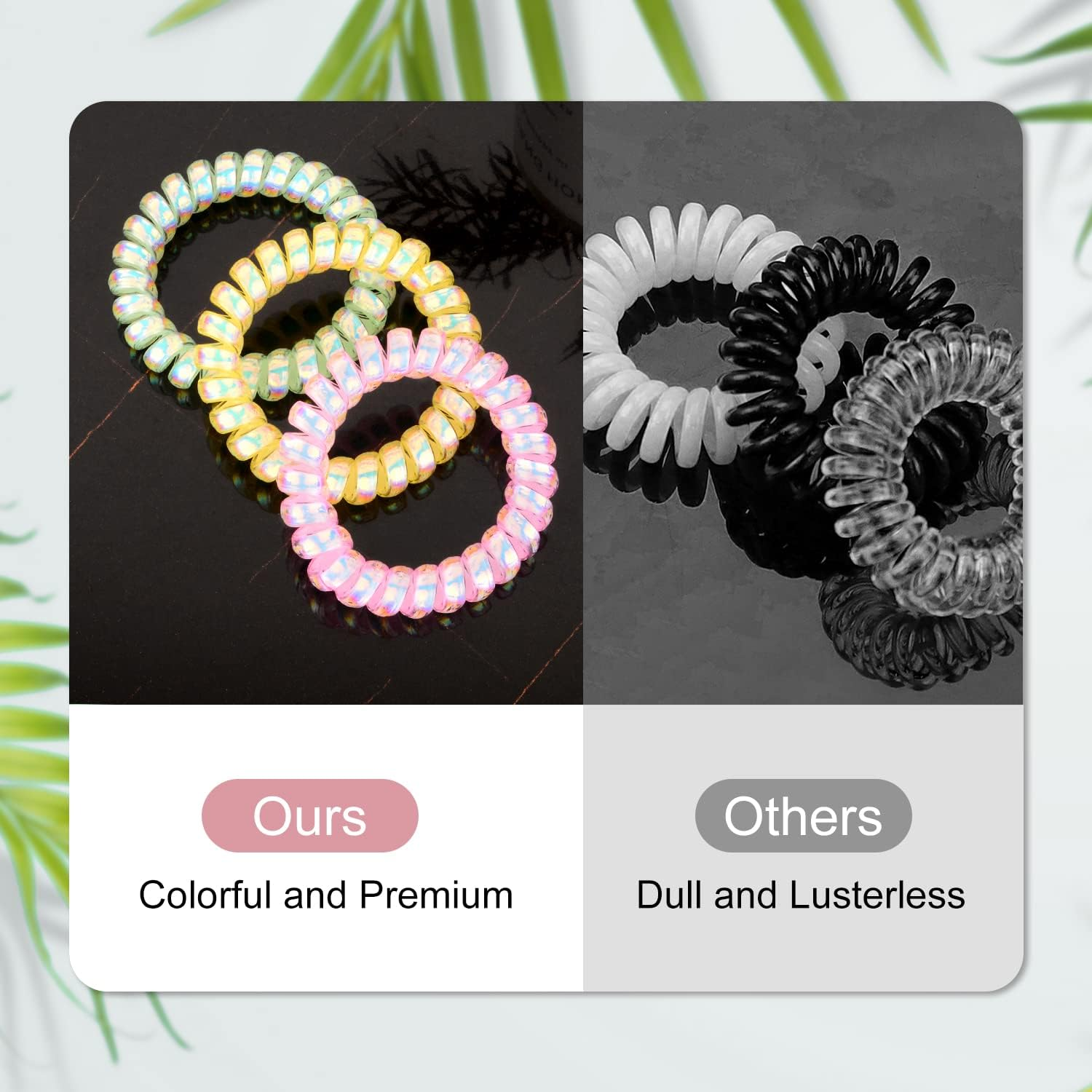 Jesslab Spiral Hair Ties, 10 Pcs Traceless Phone Cord Hair Ties Plastic Coil Hair Ties Ponytail Holders No-Damage Hair Accessory for Girls Women Ladies, Color Assorted, Set 13 image number 5