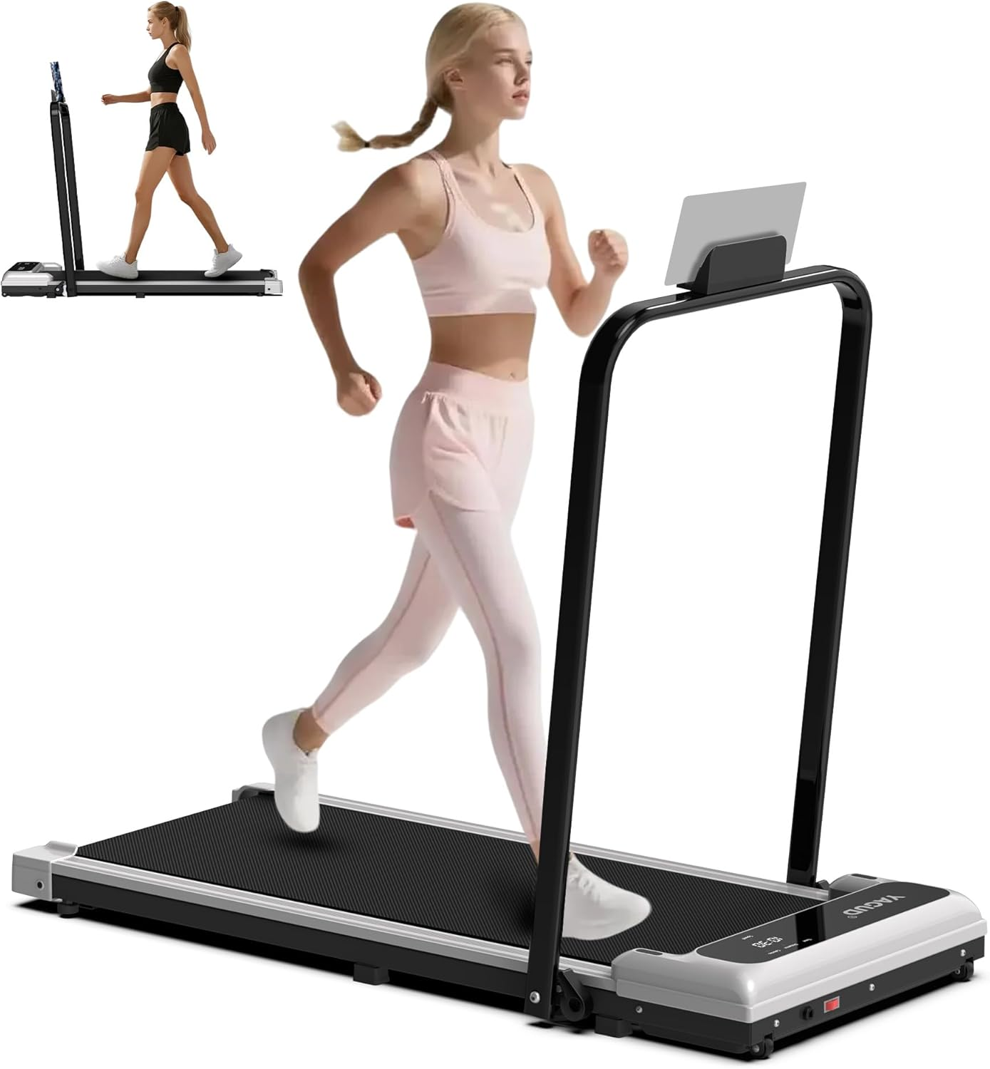 Walking Pad with Handle, under Desk Treadmill, Portable Treadmills for Home with Remote Control & Led Display, Non-Slip, Compact Portable, Low Noise for Home/Office Fitness Exercise image number 5