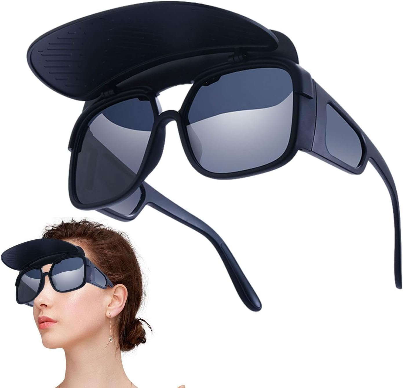 Sunglasses Sunvisor, Sunvisor Sunglasses with Sunvisor Attached, Funny Waterproof Cycling Glasses, Detachable Sunvisor for Fishing, Hiking, Outdoor Puchen