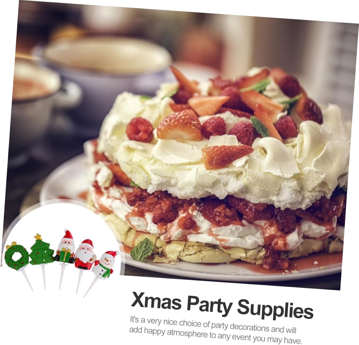 Amosfun 5Pcs Resin Old Man Snowman Tree Cake Toppers Christmas Themed Ornament Cake Decoration Festival Party Supplies image number 1