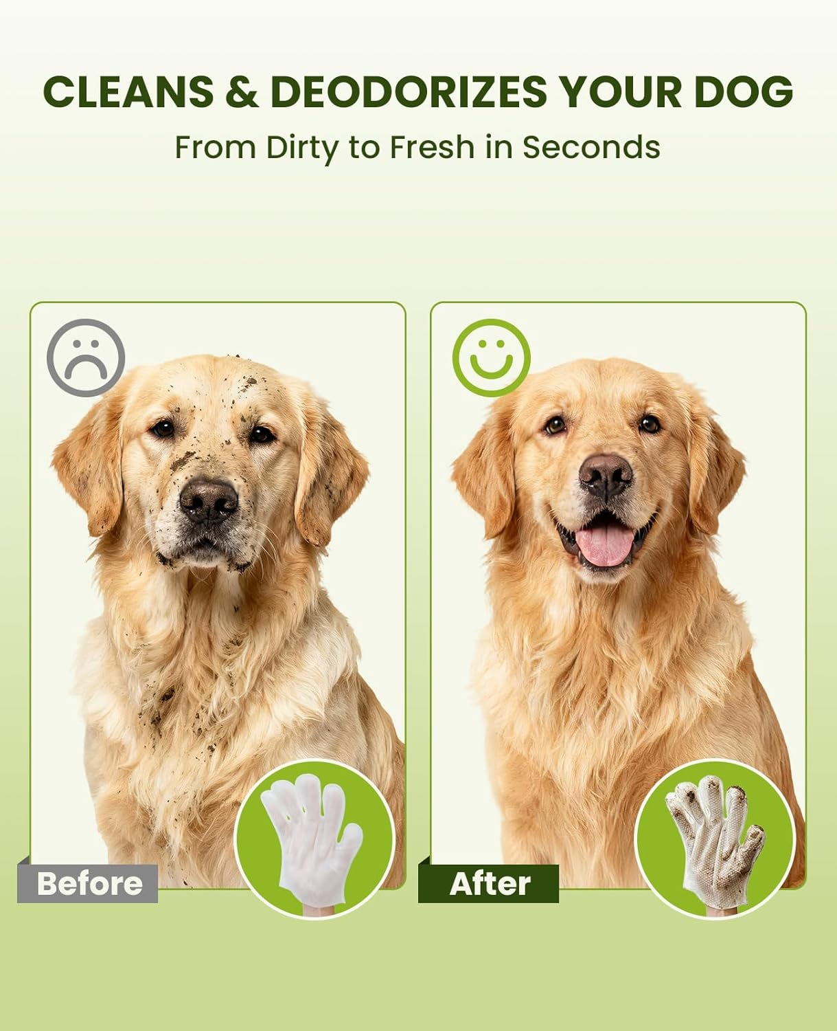 36PCS Hypoallergenic Pet Glove Wipes for Dogs & Cats - Quick Clean & Deodorizing between Baths & Travel | Dog Washing Wipes for Fur, Butt, Paws, Eyes & Ears |Cat Cleaning Gloves for Grooming & Bathing image number 2