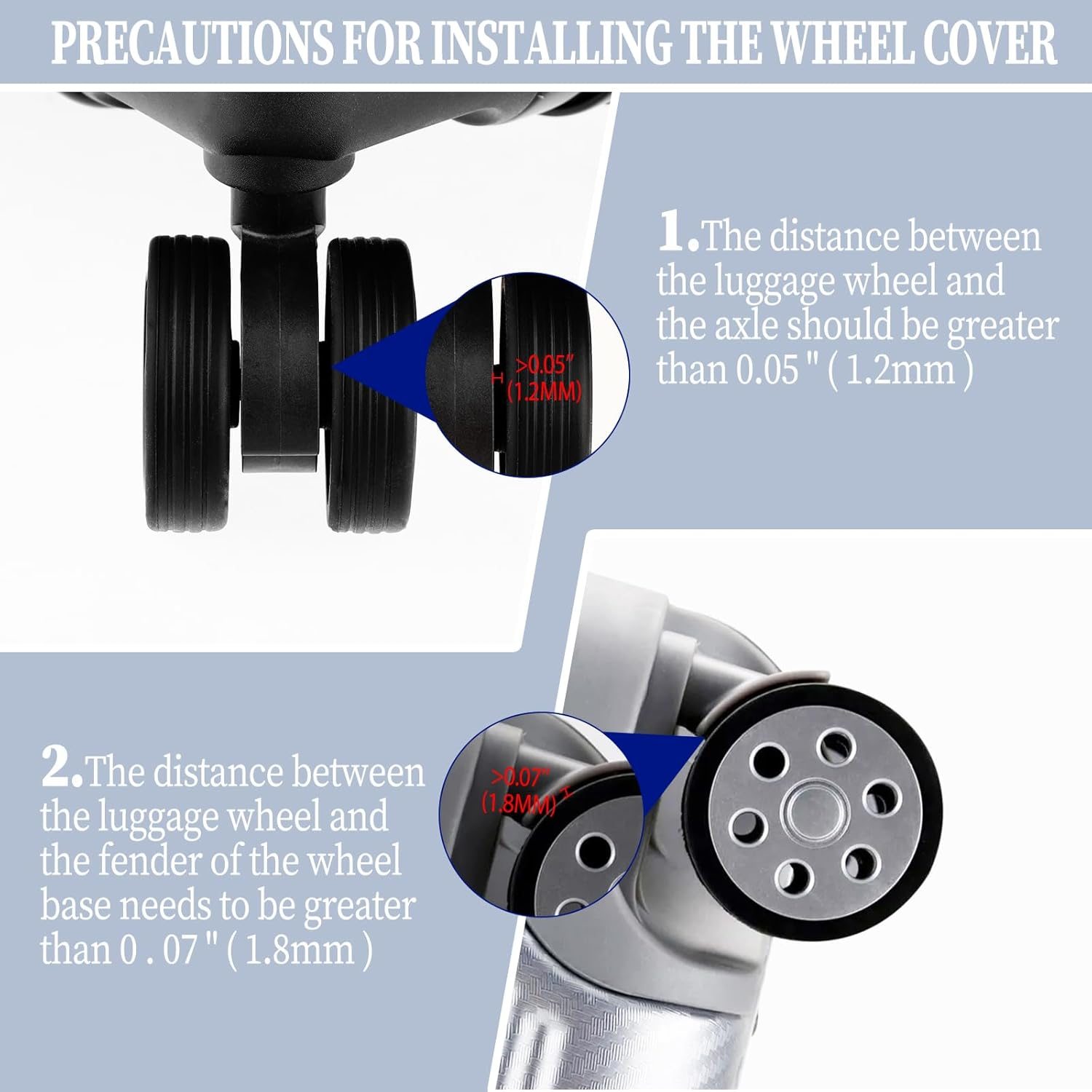 Dimeho Pack of 8 Luggage Wheel Covers Suitcase Wheel Protector Luggage Wheel Protector Silicone Wheel Cover Suitcase Trolley Suitcase Swivel Castor Covers Rubber Luggage Wheel Covers Hand Luggage image number 2