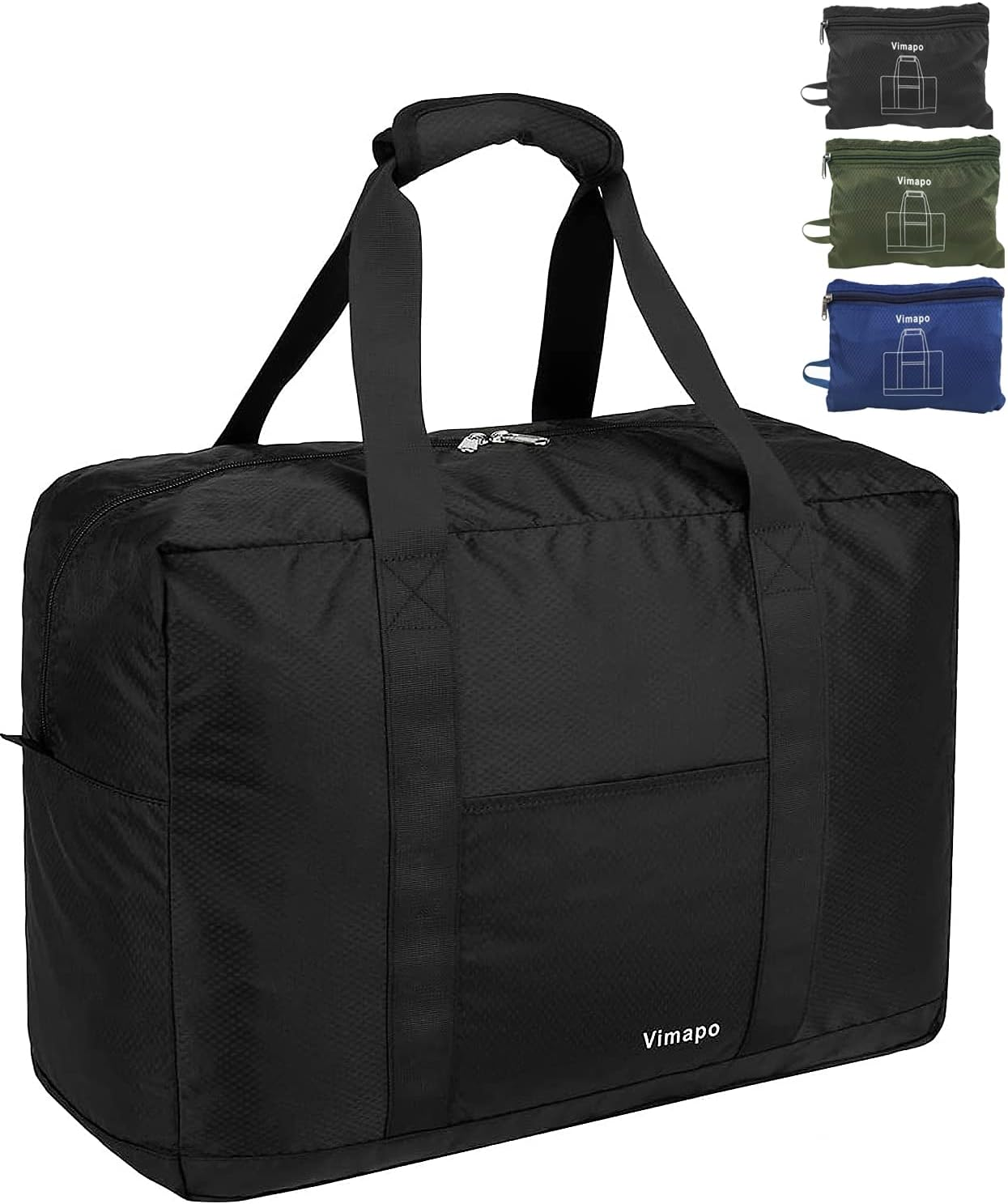 Vimapo Packable Travel Duffle Bag 18X14X8, 40L Travel Bag Lightweight Bag Carry on Luggage for Boarding Airline Underseat Weekender Overnight, Black, Sport, Travel