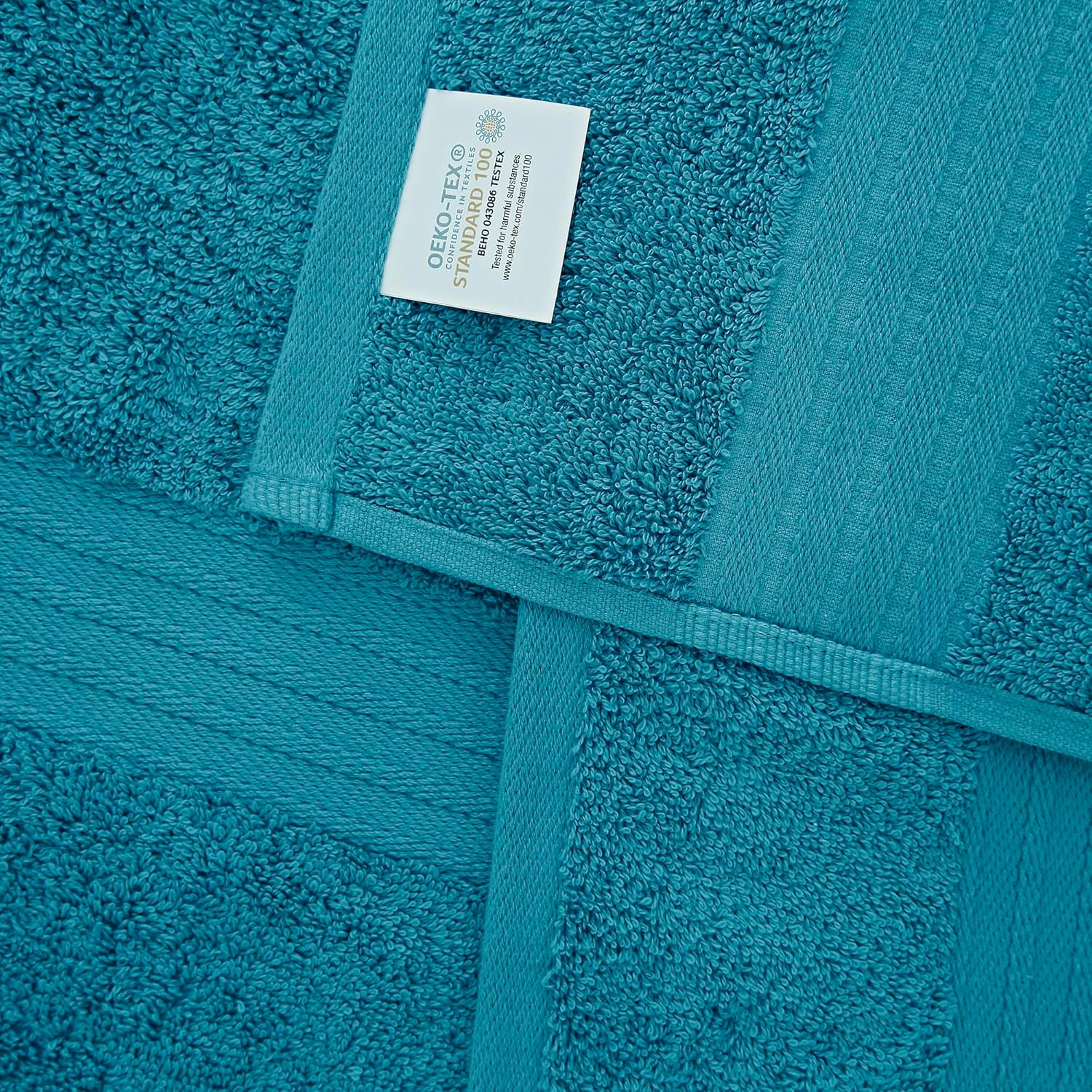 Easytry Premium 100% Cotton Bath Towels Set - 4 Pack 68X137Cm 600GSM Softness and Absorbency Bathroom Towels for Spa, Hotel, and Home Use - Blue image number 3