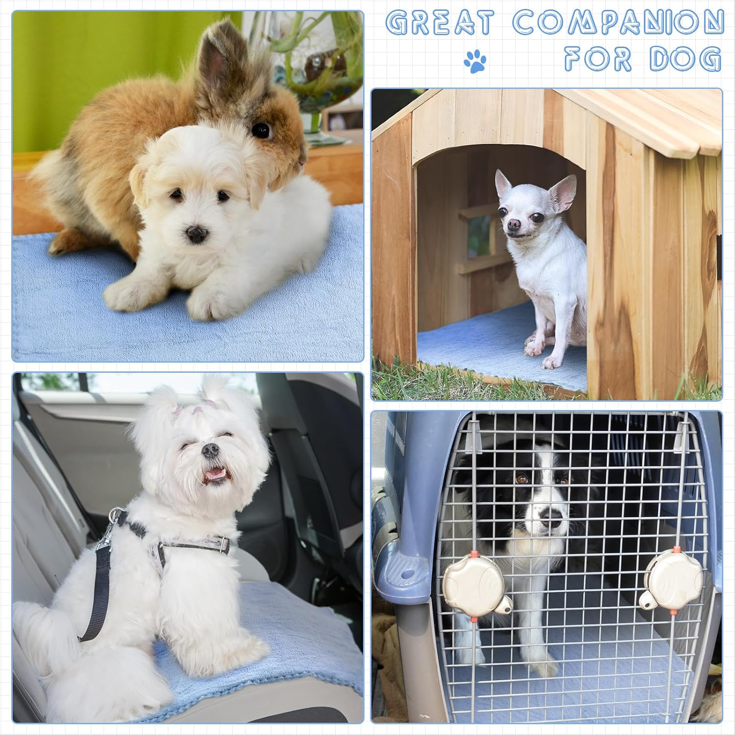 Panelee Pack of 10 Waterproof Guinea Pig Blankets, Washable Pet PIPI Underlay, Small Animal Sleeping Mat, Absorbent Reusable Guinea Pig Cage Inserts (Blue, 18 X 24 Inches) image number 3