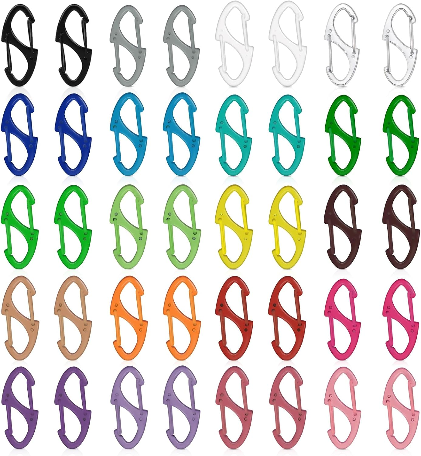 40 Pcs Colorful S Shaped Double Carabiner - (1.6 Inch) Dual Gate S Binder Carabiner - Trigger Snap Hooks for Small Doll Pendant Key Rings,Ideal for Camping Traveling Fishing image number 5