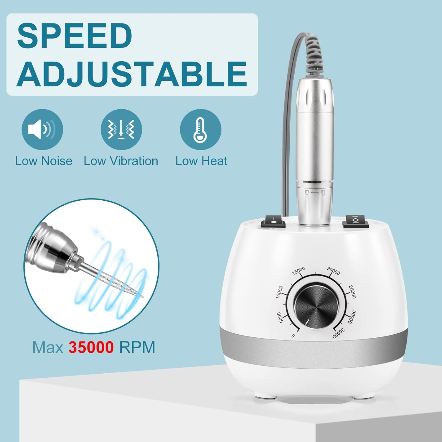 ENGERWALL 35000 RPM Electric Nail Cutter, Electric Nail File Manicure Set with Pedal, Polishing Tools, Nail Clippers Set, Perfect for DIY Nail Art at Home and Professional Manicure in the Salon