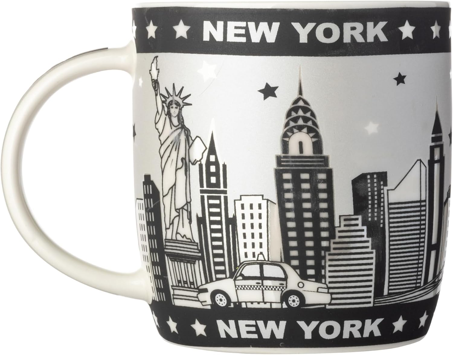 Artisan Owl New York Skyline with Brooklyn Bridge Bone China Mug - Iconic New York Design, Perfect for Coffee Lovers (Black & White) image number 2