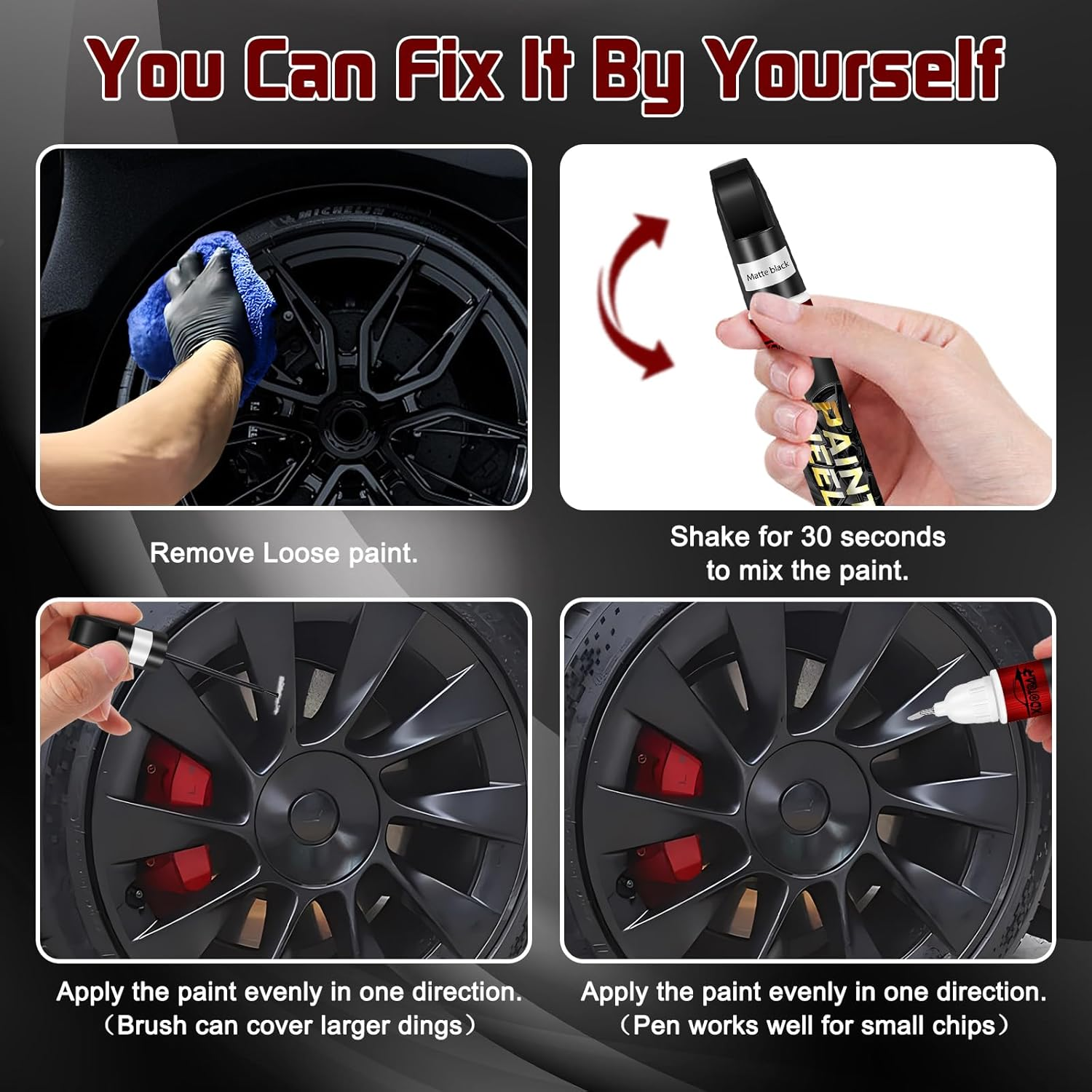 Matte Black Rim Touch up Paint, Efficient Wheel Paint Pen for Metal, Also Match Flat Black, Seamless Repair Car, Faucet and More, Color Accurate, Long Lasting Adhension, Quick Drying, Easy to Use image number 3