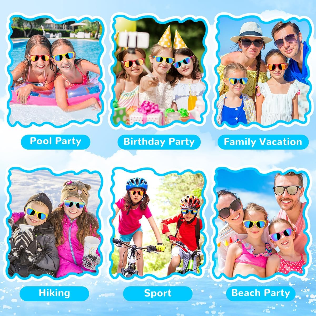 24 Pack Kids Sunglasses Bulk, Kids Sunglasses Party Favor, Sunglasses with UV400 Protection for Boys and Girls, Party Toys for Summer Beach Birthday Party Supplies image number 2