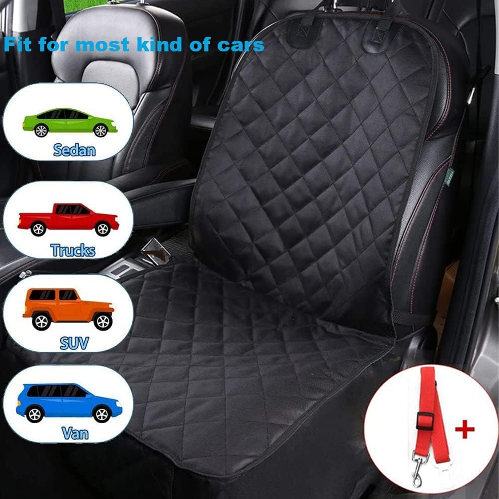 Front Pet Seat Cover Skyour Protector for Dogs Cats Car Nonslip Scratchproof Waterproof Washable Pets Front Seats Covers for Cars Trucks Suvs Vans (Black)