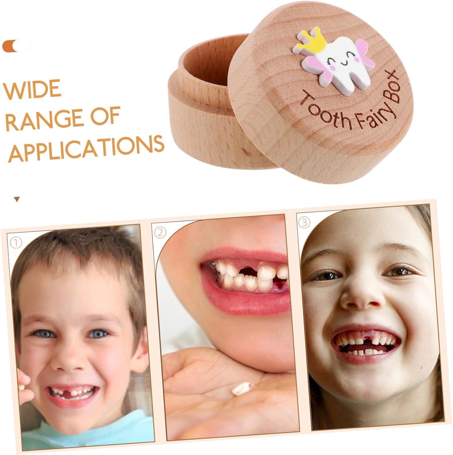 BESTYASH Deciduous Tooth Box Wooden Keepsake Teeth Holder for Boys and Girls Collection Organizer image number 2