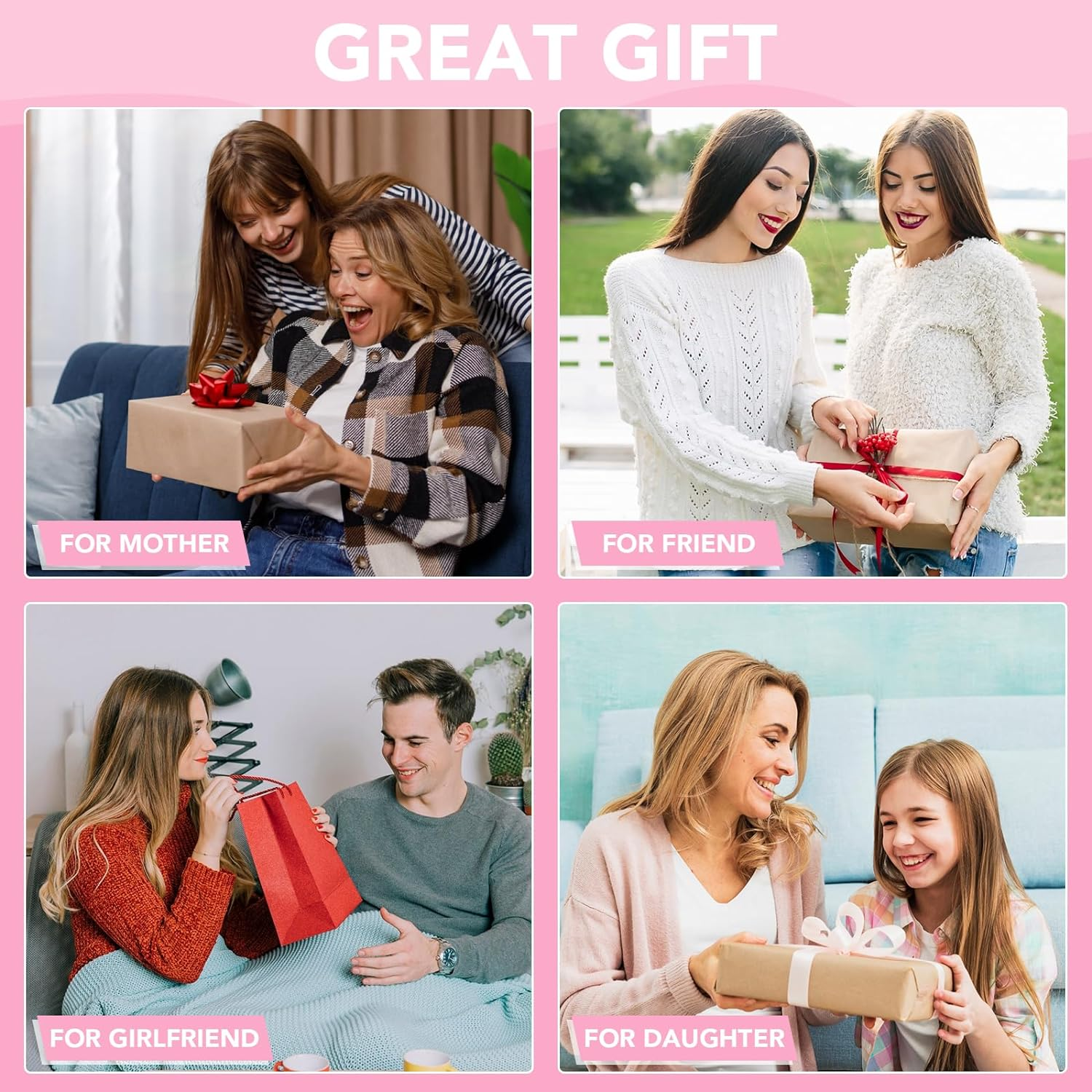 Obeoby 4 in 1 Pack No Heat Curling Rod, Velvet Hair Curlers to Sleep in Overnight Curls with Hook Blowout Rods Headband with Silk Scarf Curl Styling Kit for Long Medium Hair, Pink image number 5