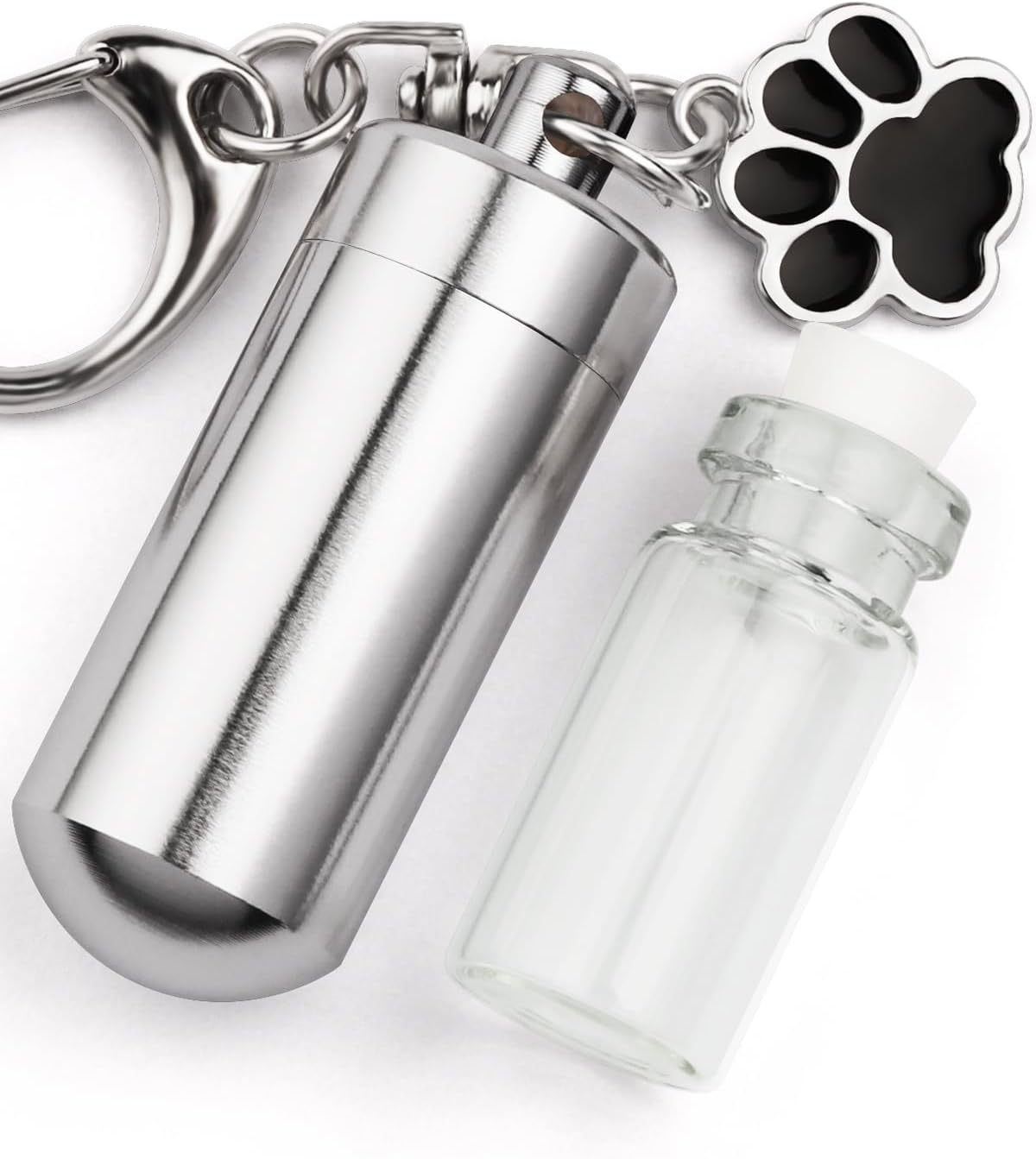 Chunlongfour Waterproof Cremation Pet Urns Keychain for Dogs Ashes, Cylinder Cat Dog Urn for Pet Ashes Cremation Keepsake Memorial Ashes Jewelry Pend