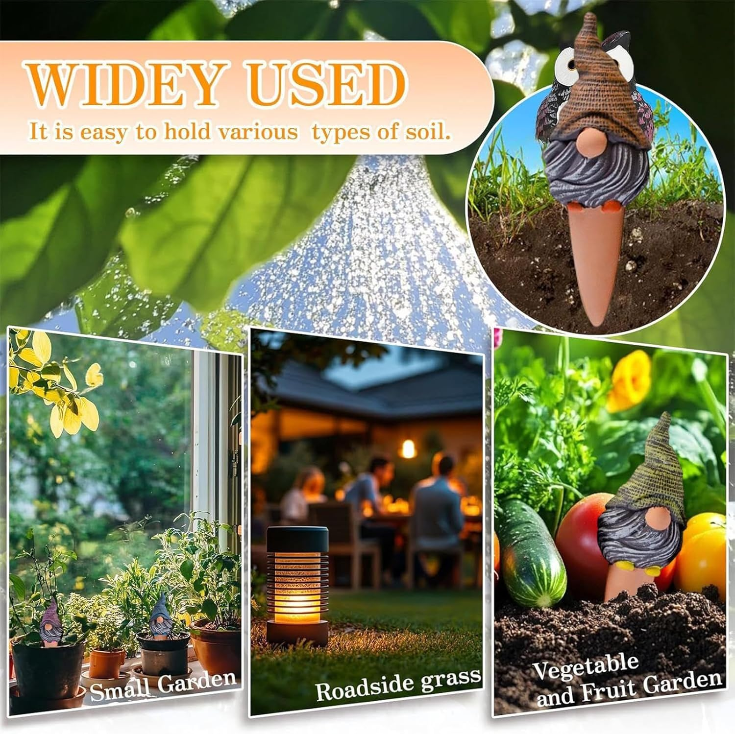 Self Watering Spikes - Gnome Automatic Waterer,Funny Watering Spikes for Indoor Plants - for Indoor Outdoor Garden Yard Lawn Planter Flower Pot Shrub Vine Vacation Travel image number 4