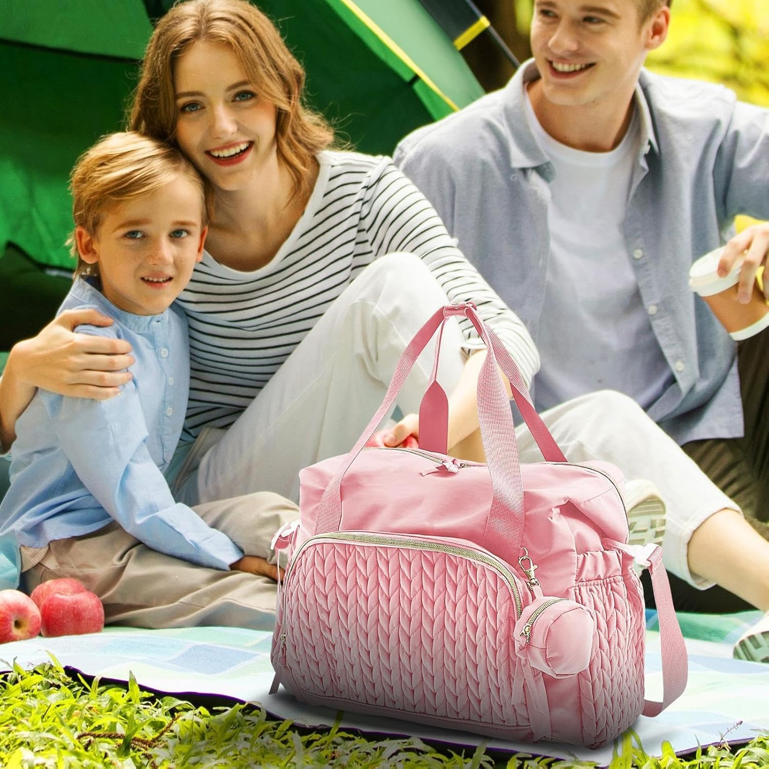 Small Diaper Bag - Diaper Backpack, Large Capacity Diaper Bag Tote with Pacifier Case, Reusable Travel Accessories, Hospital Bag for Women Labor Delivery & for Home, Travel image number 4