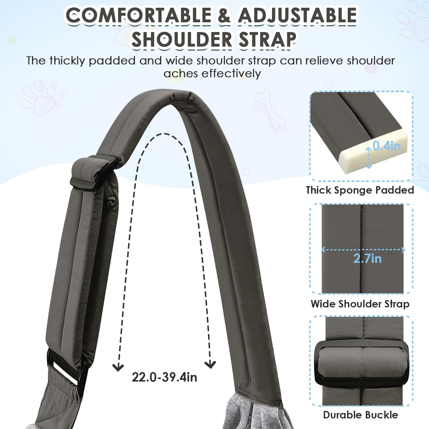 Slowton Dog Carrier Slings for Small Dogs - Hands-Free Breathable Puppy Carrier Bag with Window Fits up to 13Lbs，Adjustable Pet Purse for Dogs Cats Travel Puppy Bag with Front Pocket Safety Leash image number 6