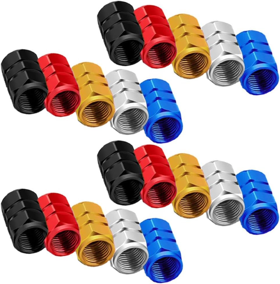Valve Stem Caps 20 Pcs, Tire Valve Caps Valve Stem Caps, Hexagon Shape, for Motorbike, Car, Bike, Trucks, Bicycle for Prevent Air Leakage(Blue, Silver, Red, Gold, Black) image number 3